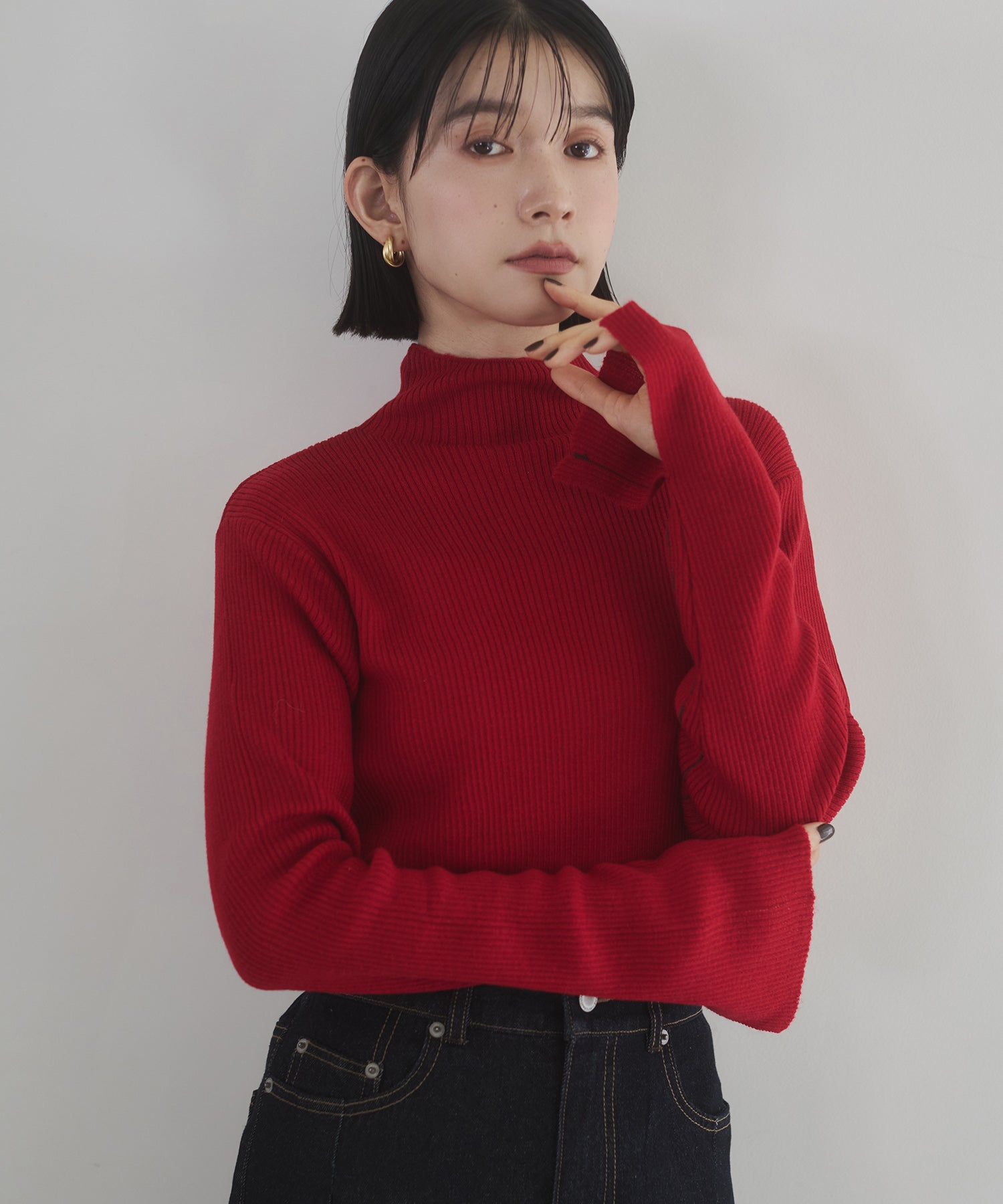 配色 タートルリブニット