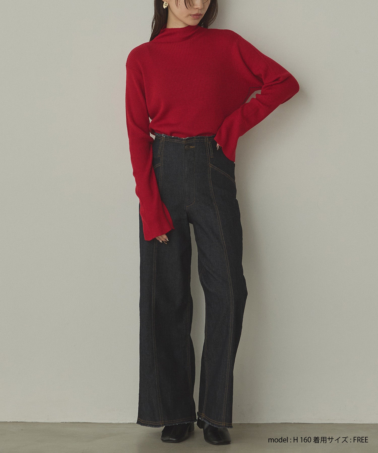 配色 タートルリブニット