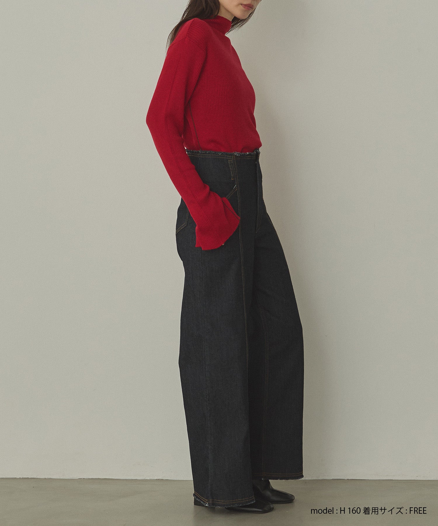 配色 タートルリブニット