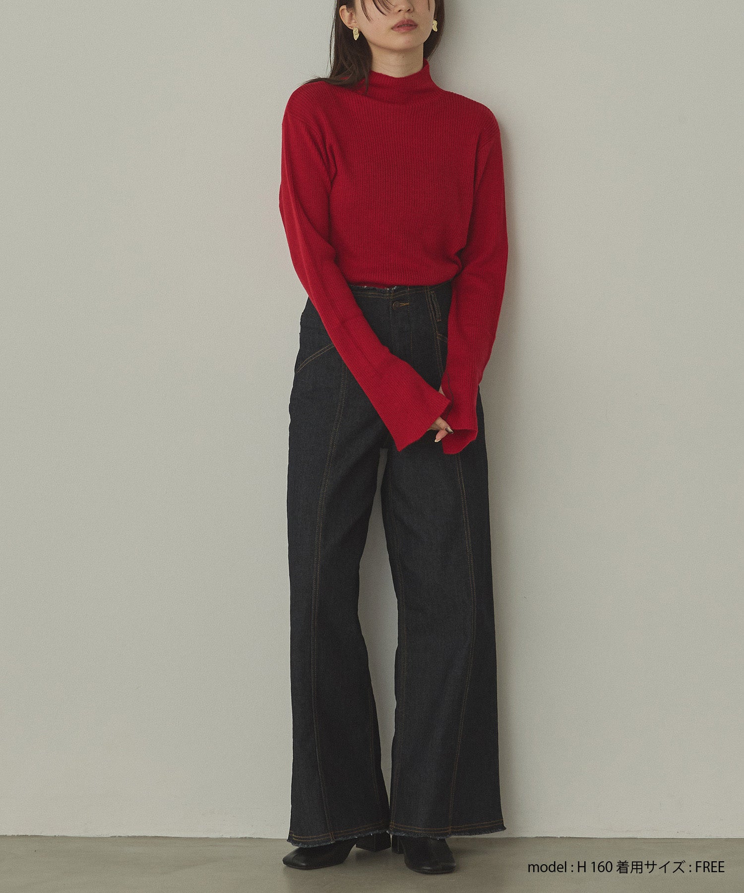 配色 タートルリブニット