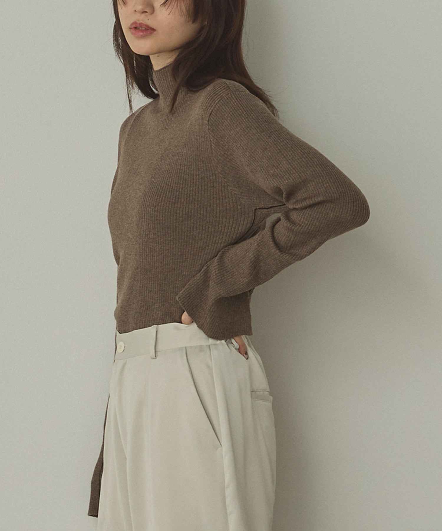 配色 タートルリブニット