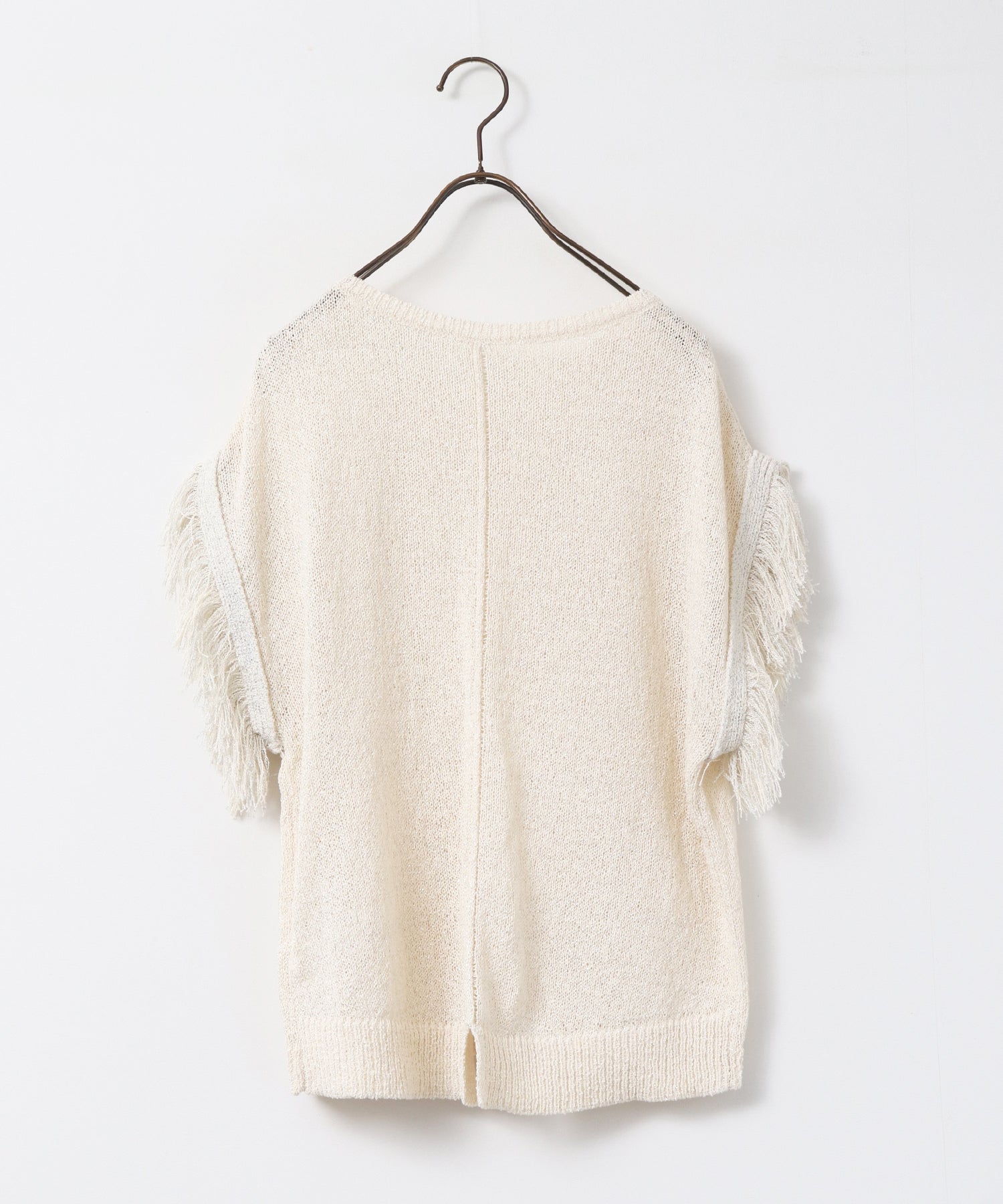 SEQUINED FRINGE-SLEEVE KNIT