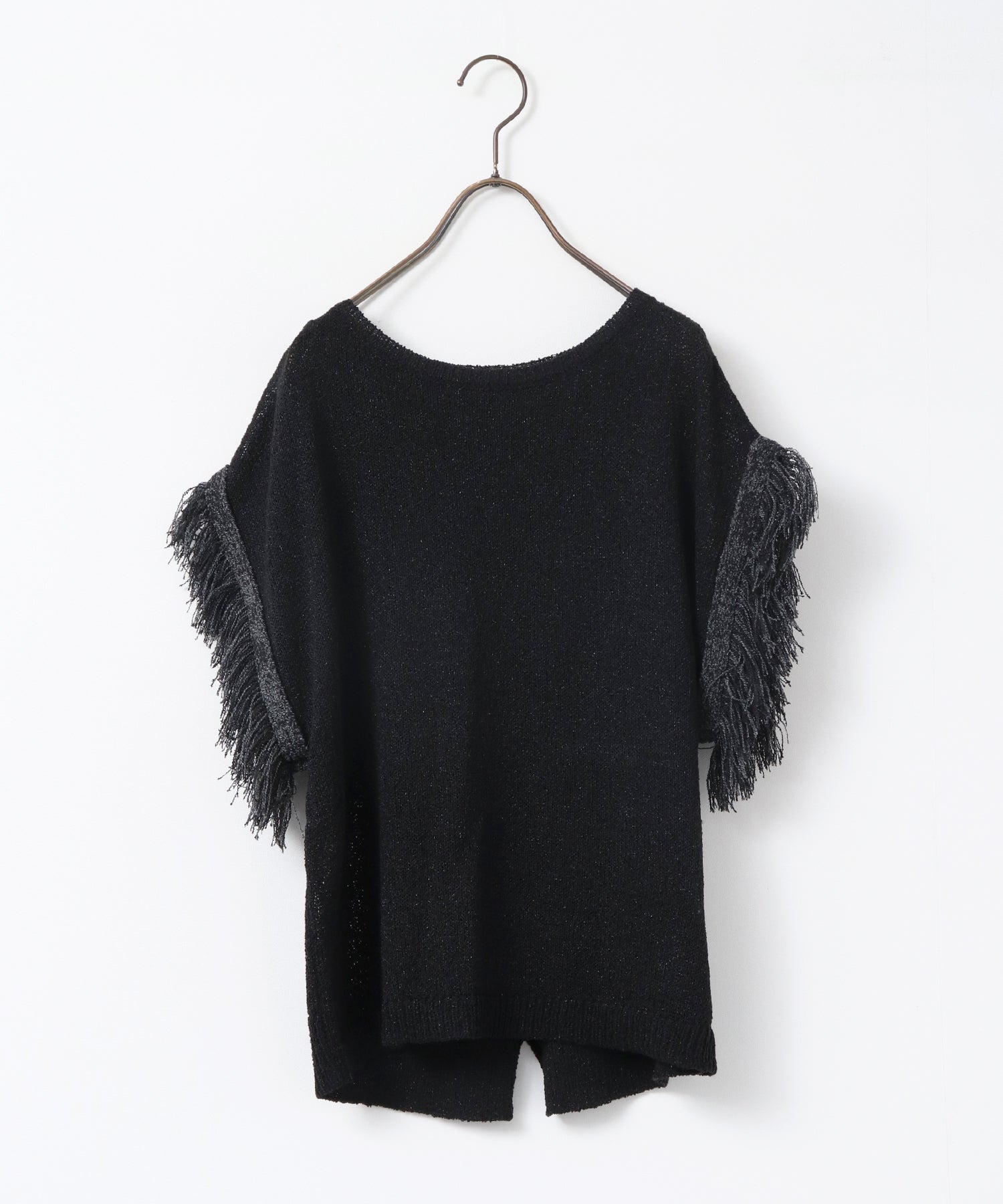 SEQUINED FRINGE-SLEEVE KNIT