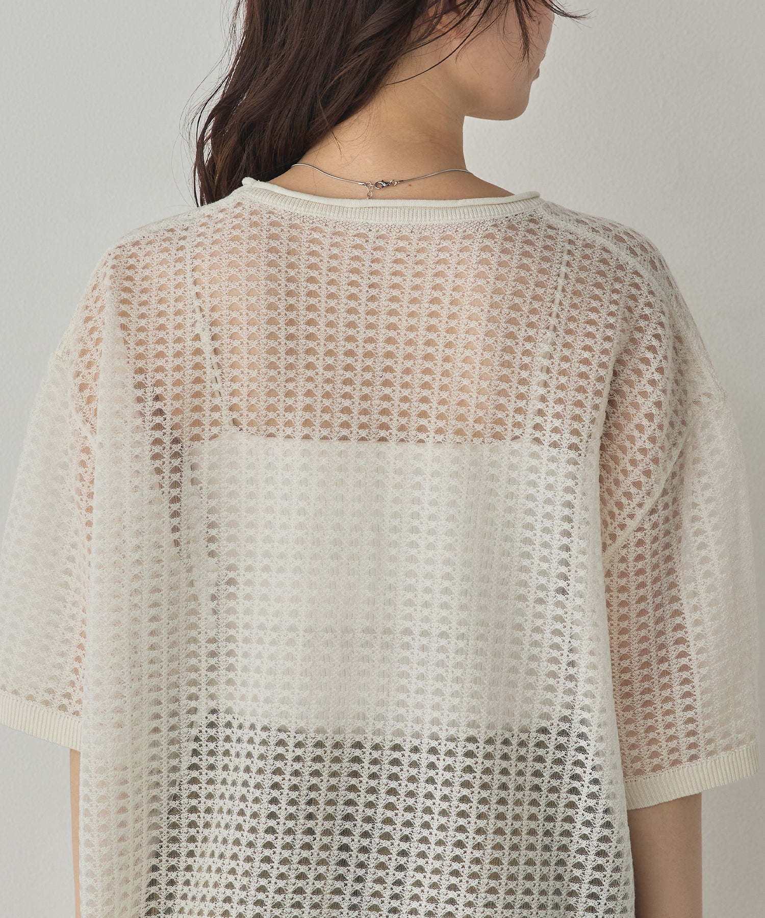 SEQUINED JACQUARD OPENWORK TOP