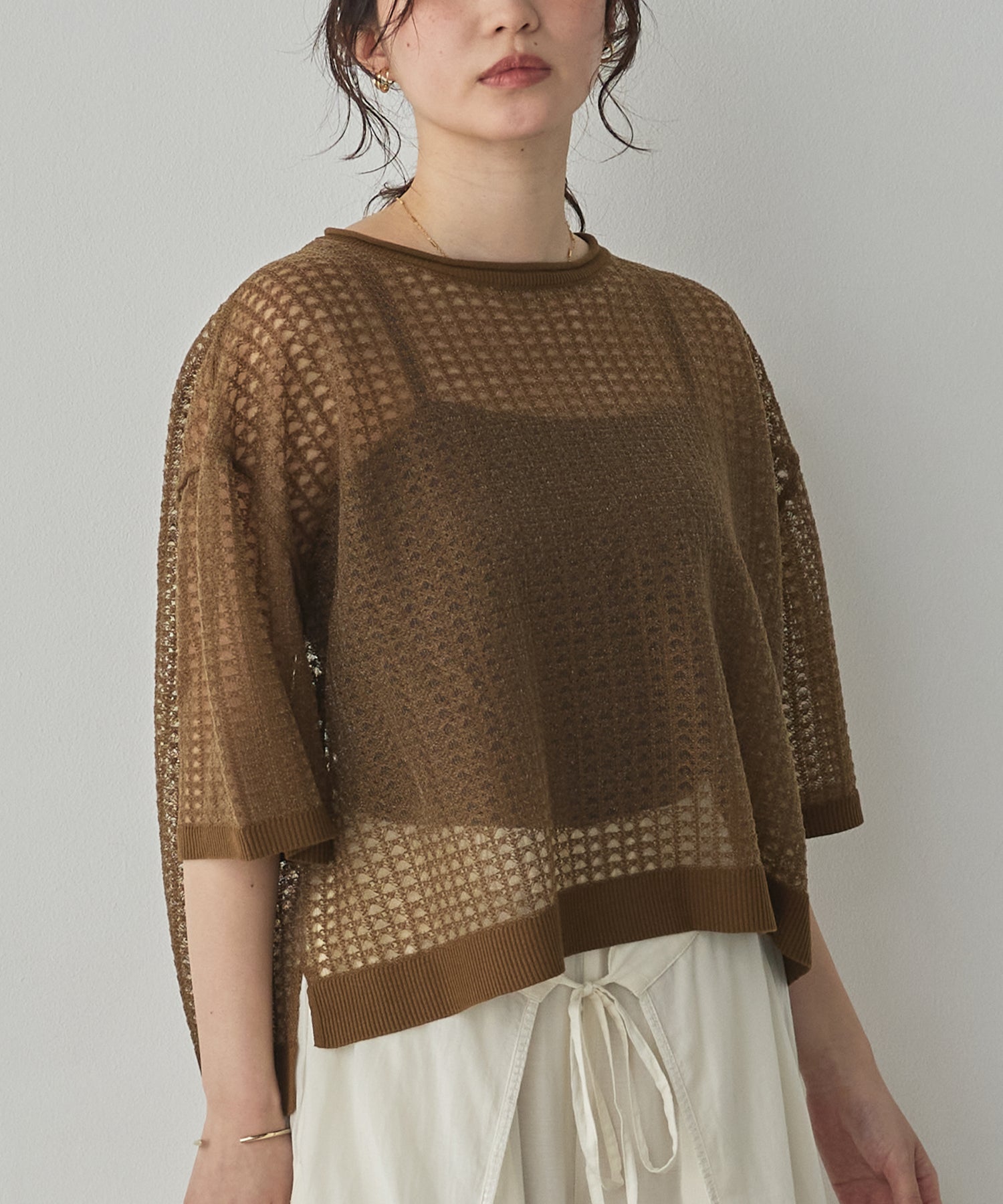 SEQUINED JACQUARD OPENWORK TOP