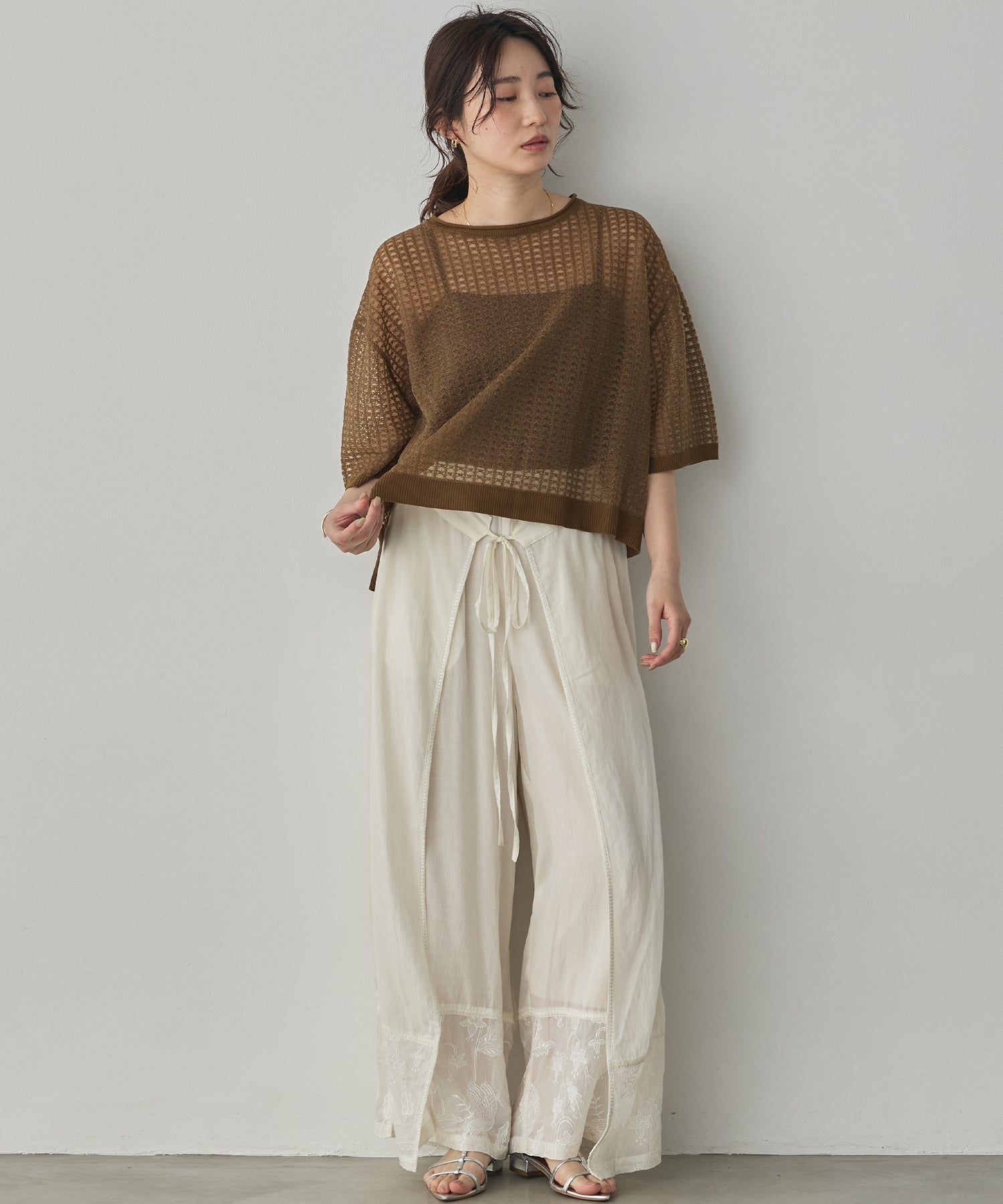 SEQUINED JACQUARD OPENWORK TOP