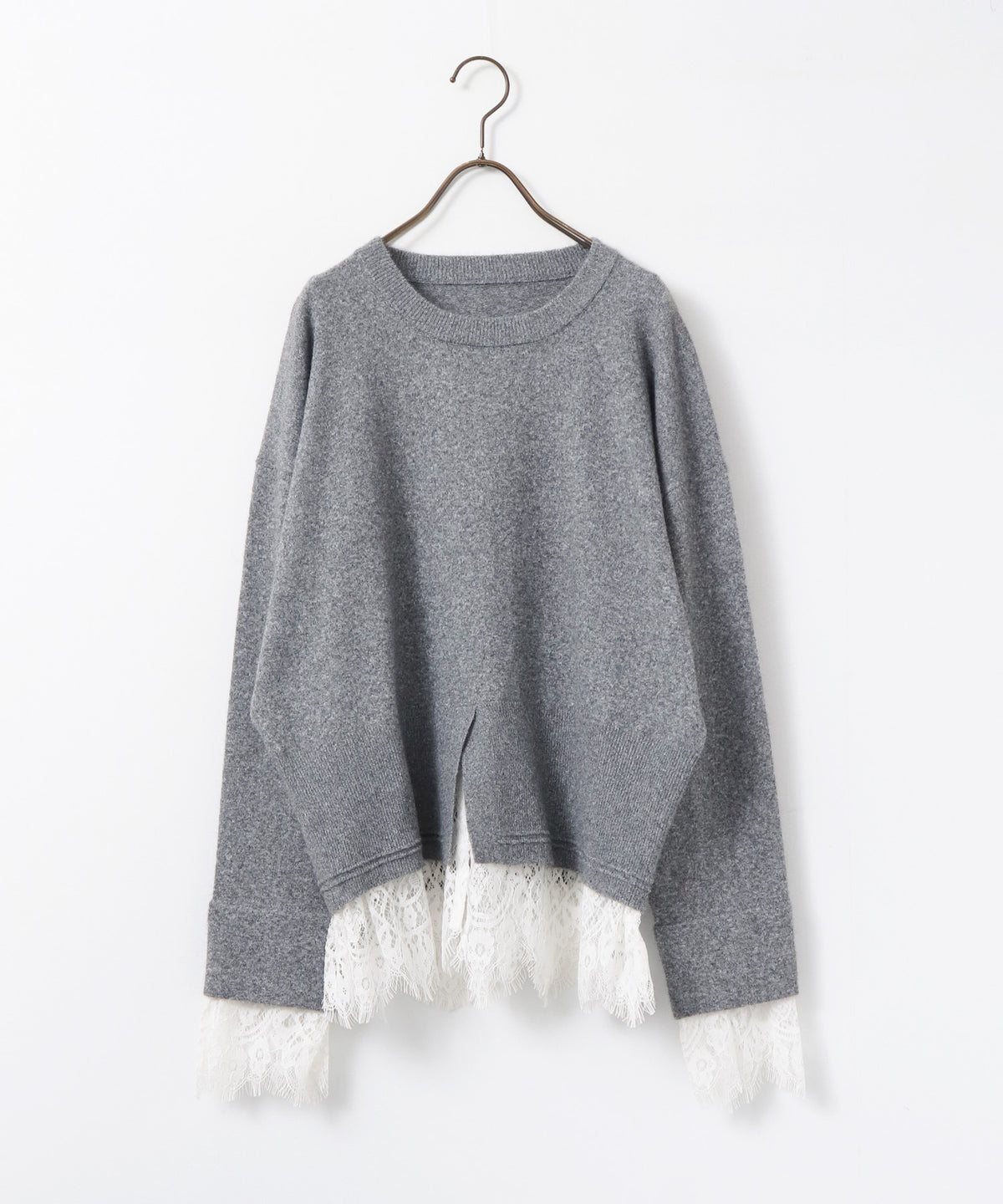 CASHMERE-TOUCH LACE-INLAID KNIT