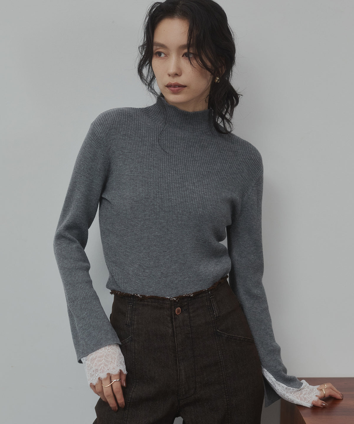 LACE-TRIMMED DOCKING KNIT