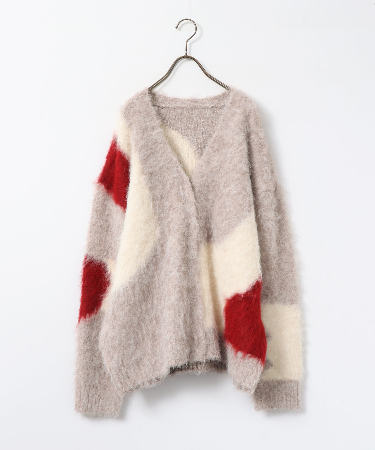 NUANCE-PATTERNED BLOCK KNIT CARDIGAN