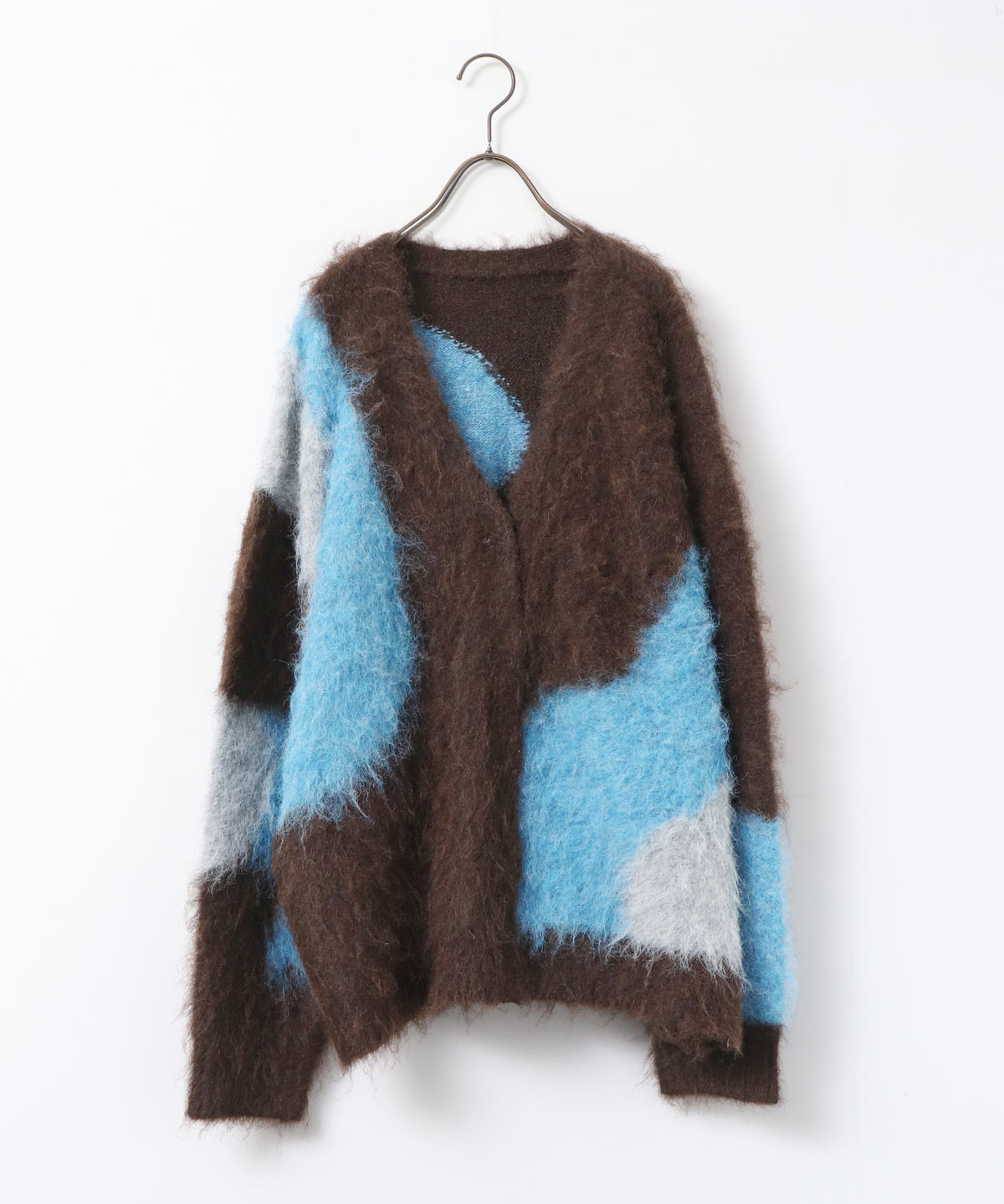NUANCE-PATTERNED BLOCK KNIT CARDIGAN