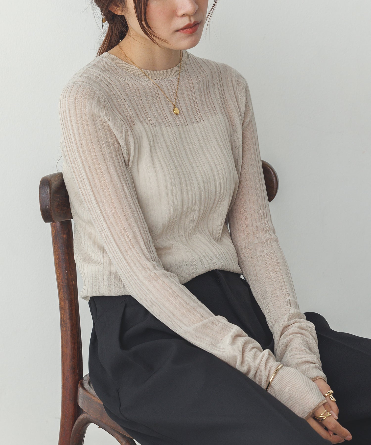 LIMITED] RANDOM RIB SHEER KNIT