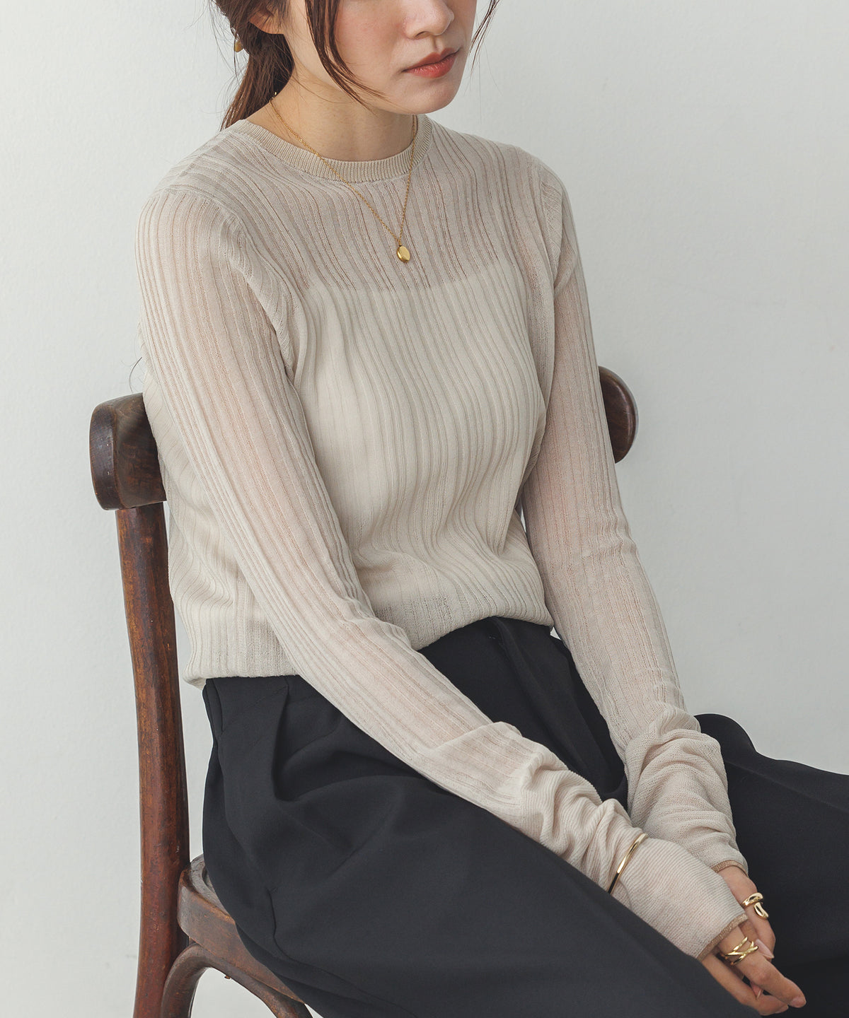 LIMITED] RANDOM RIB SHEER KNIT