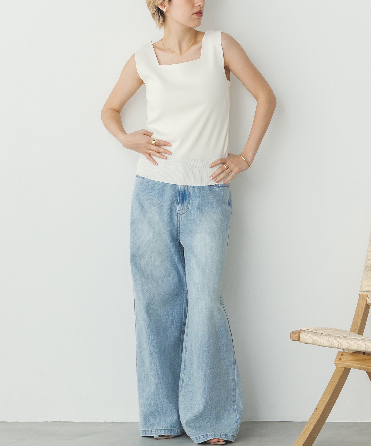 前後2WAY スクエアニットタンク