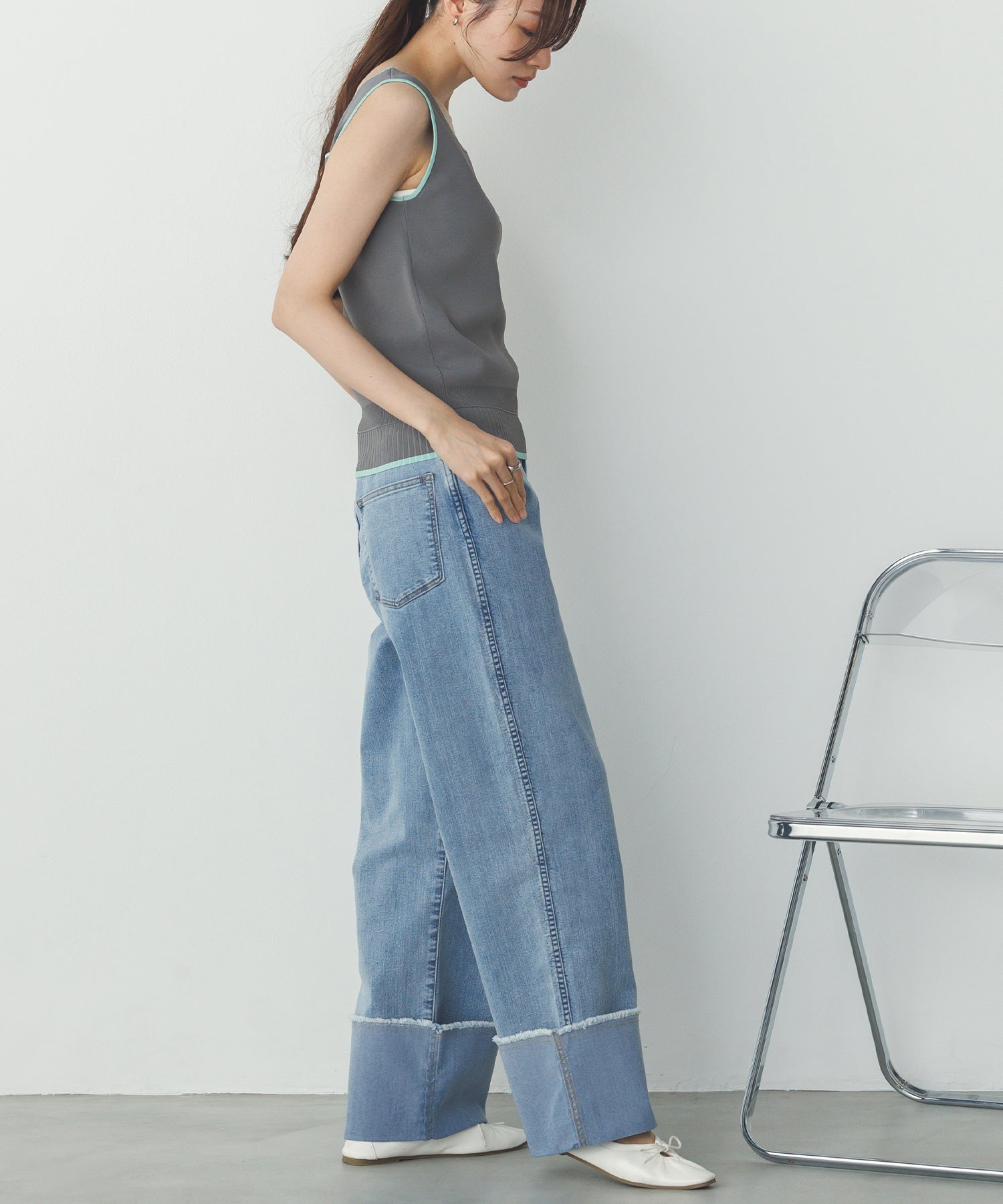 前後2WAY スクエアニットタンク