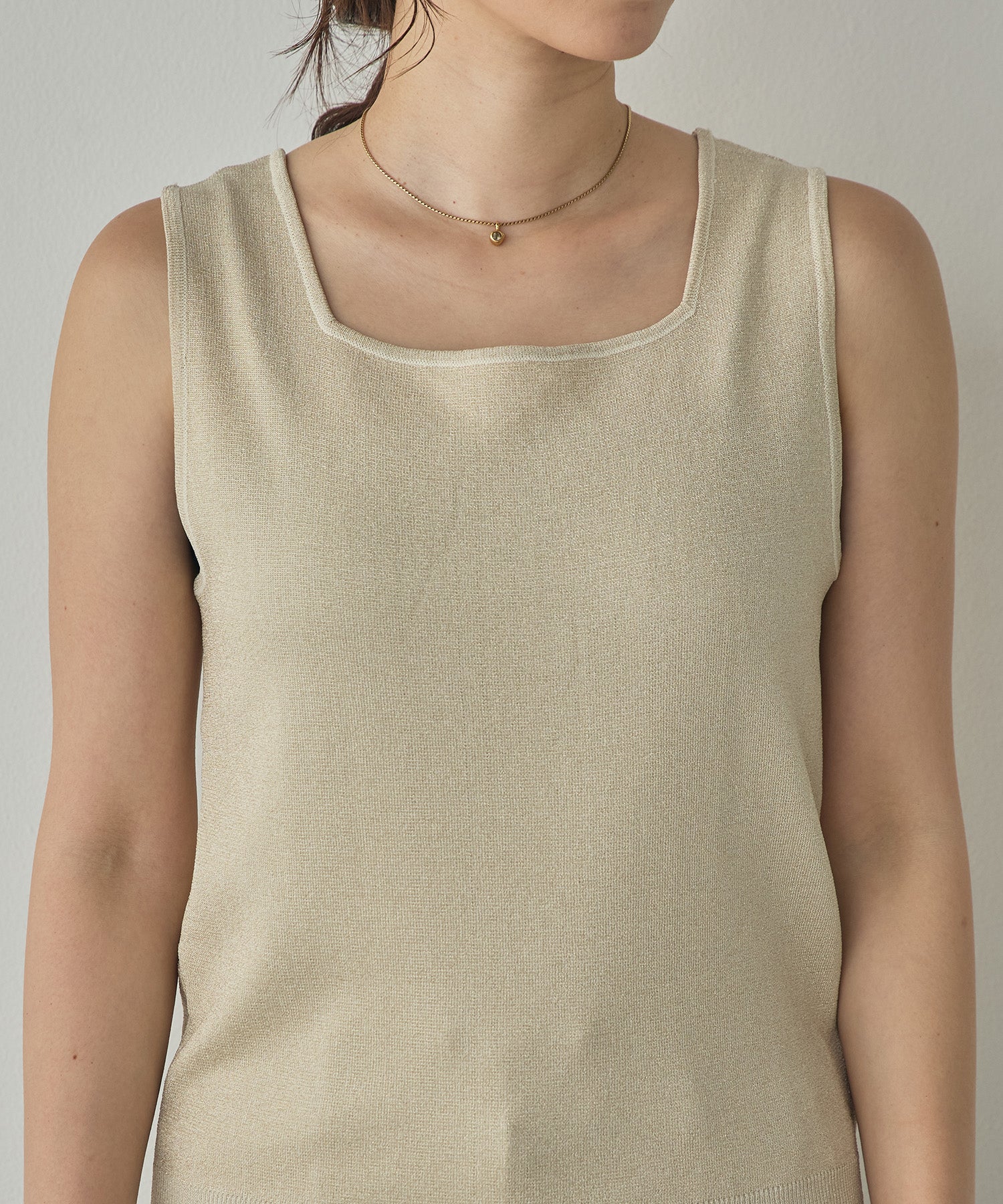 V-NECK SEQUIN-KNIT SQUARE-NECK TANK TOP