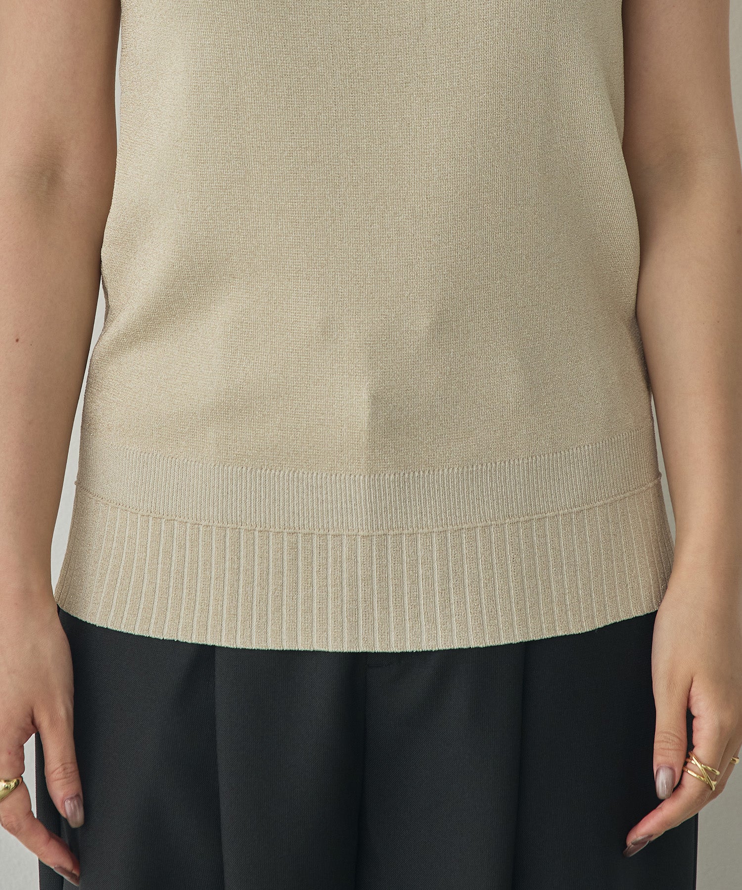 V-NECK SEQUIN-KNIT SQUARE-NECK TANK TOP