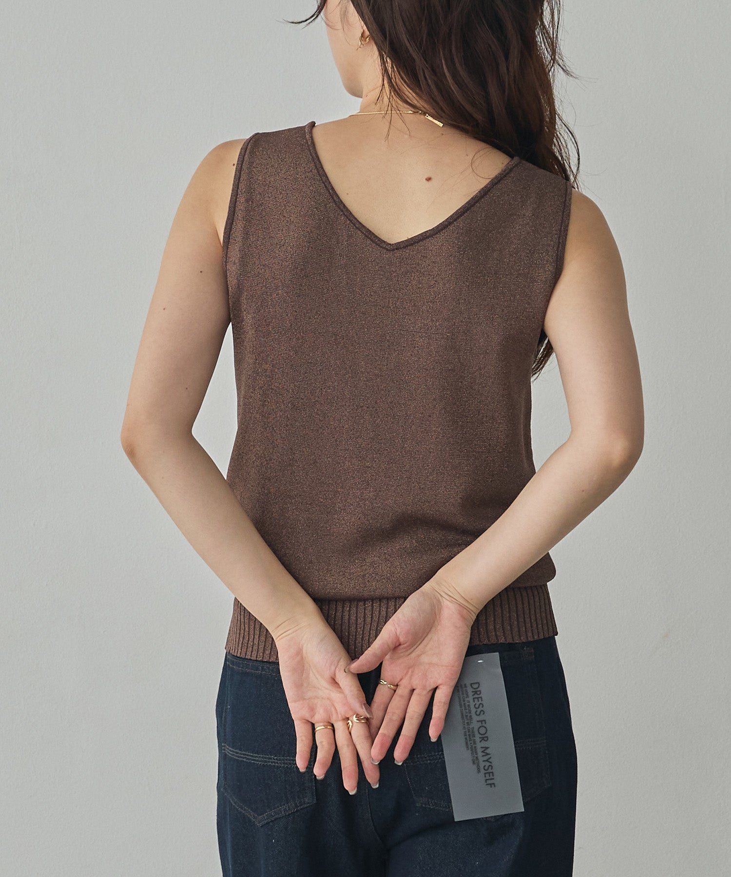 V-NECK SEQUIN-KNIT SQUARE-NECK TANK TOP