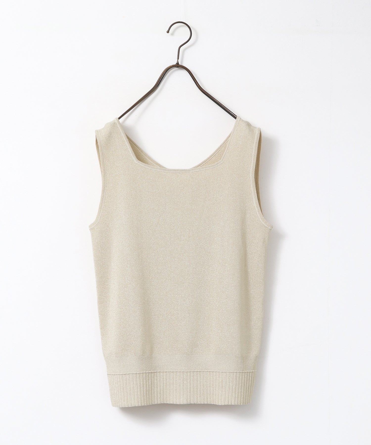 V-NECK SEQUIN-KNIT SQUARE-NECK TANK TOP