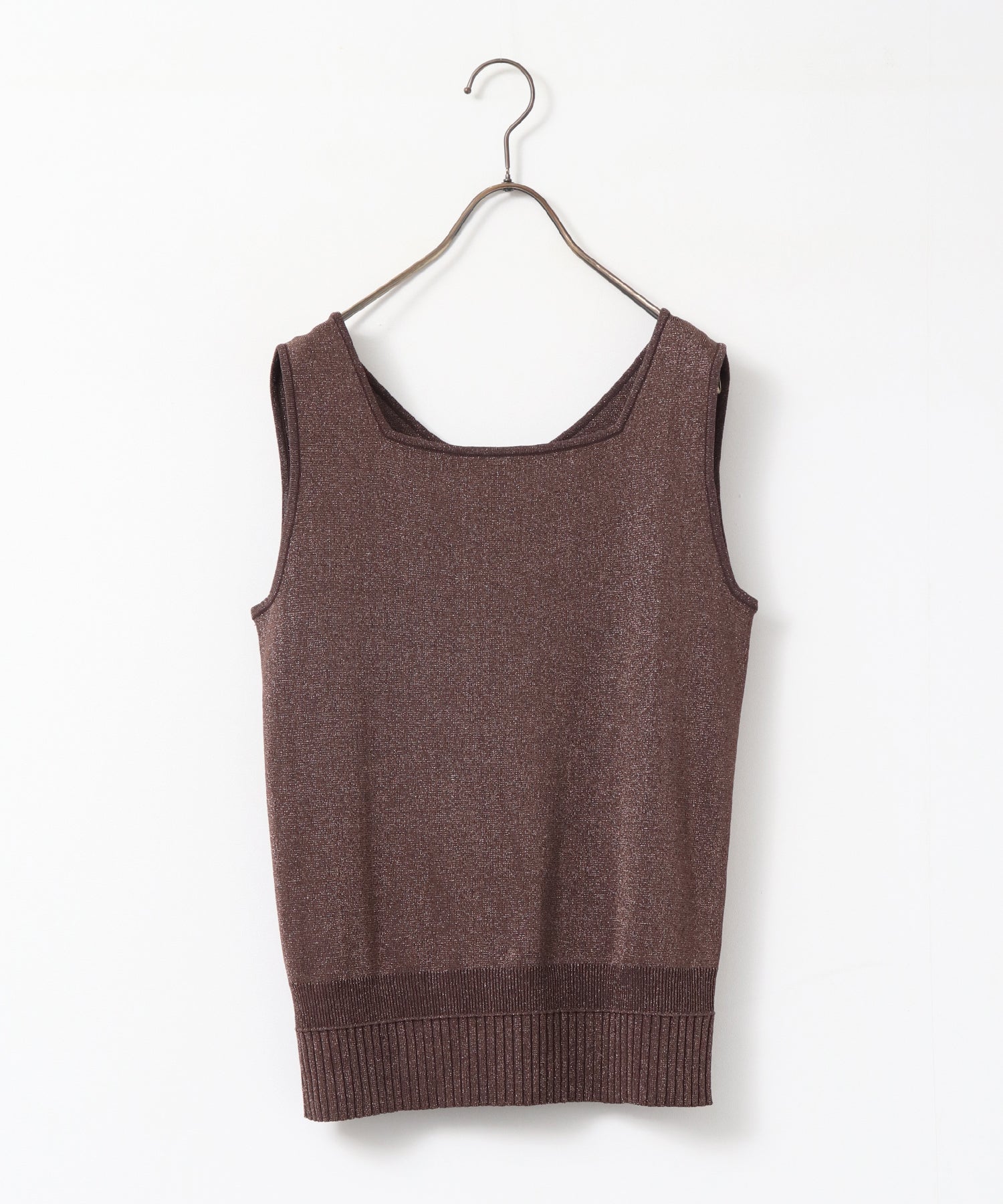 V-NECK SEQUIN-KNIT SQUARE-NECK TANK TOP