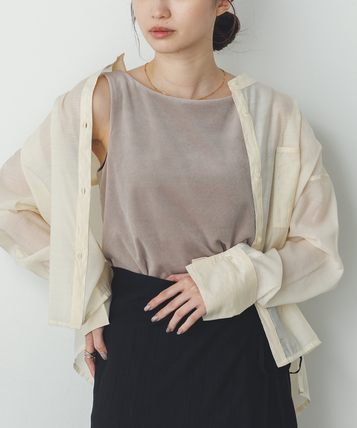 前後2WAY ベロア スクエアタンク