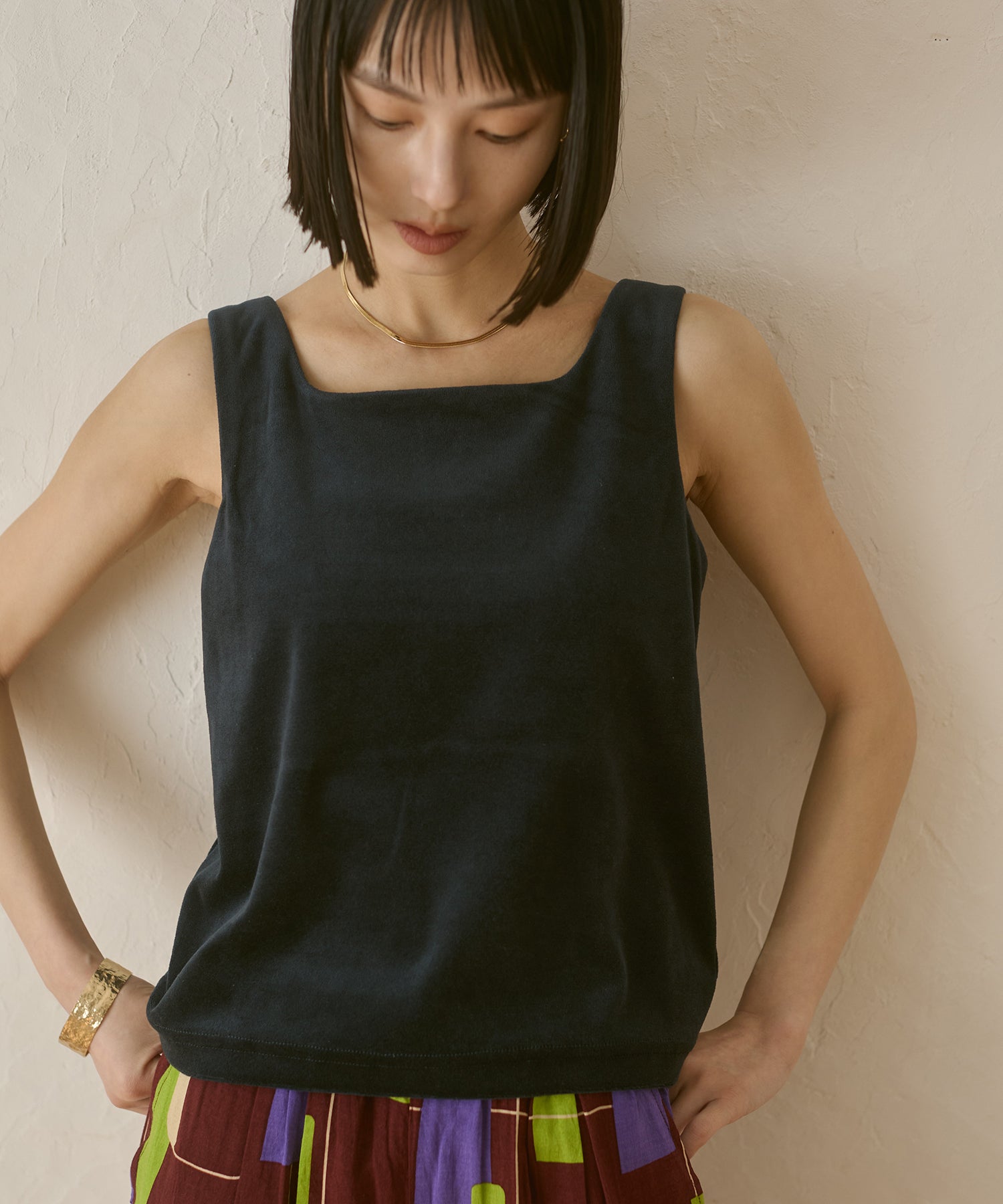 VELOR 2WAY SQUARE TANK TOP