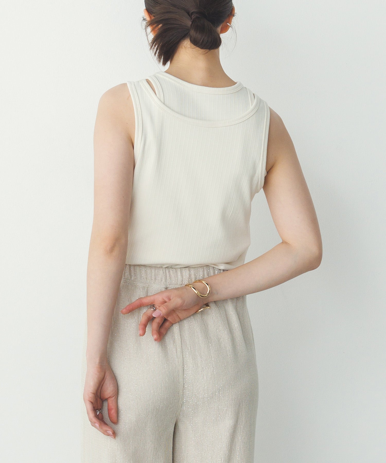 2枚重ね リブタンクトップ