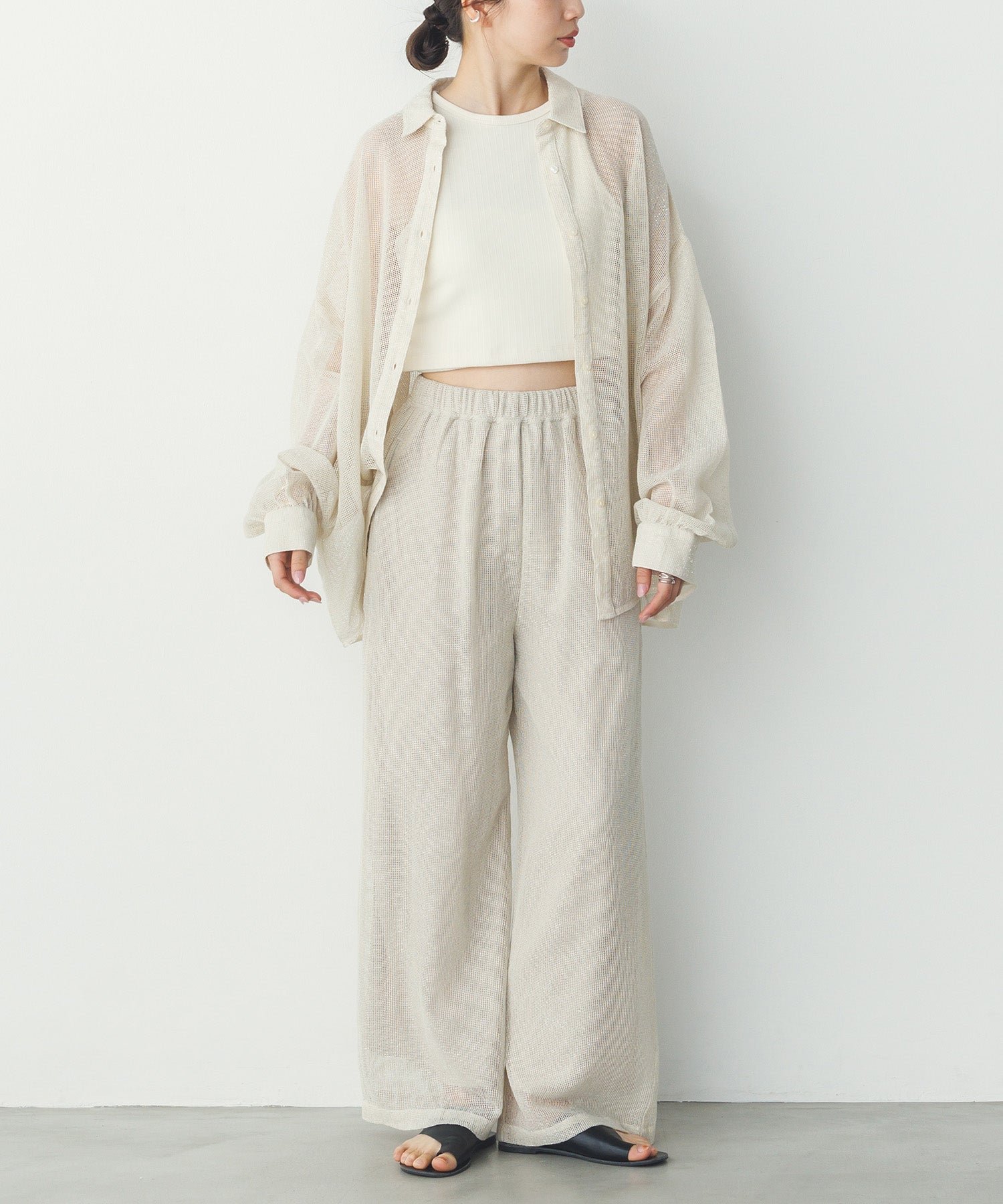 2枚重ね リブタンクトップ