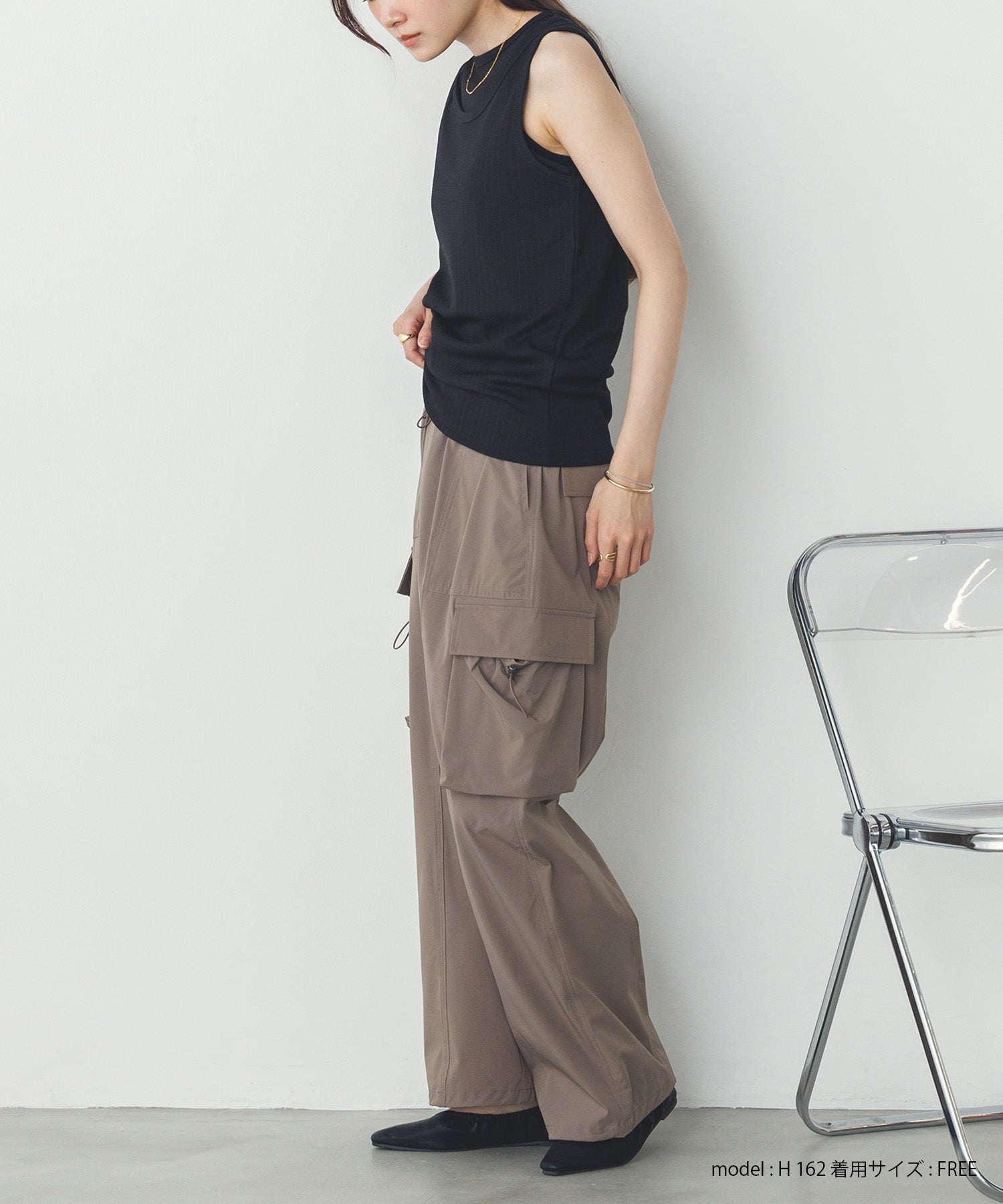 2枚重ね リブタンクトップ