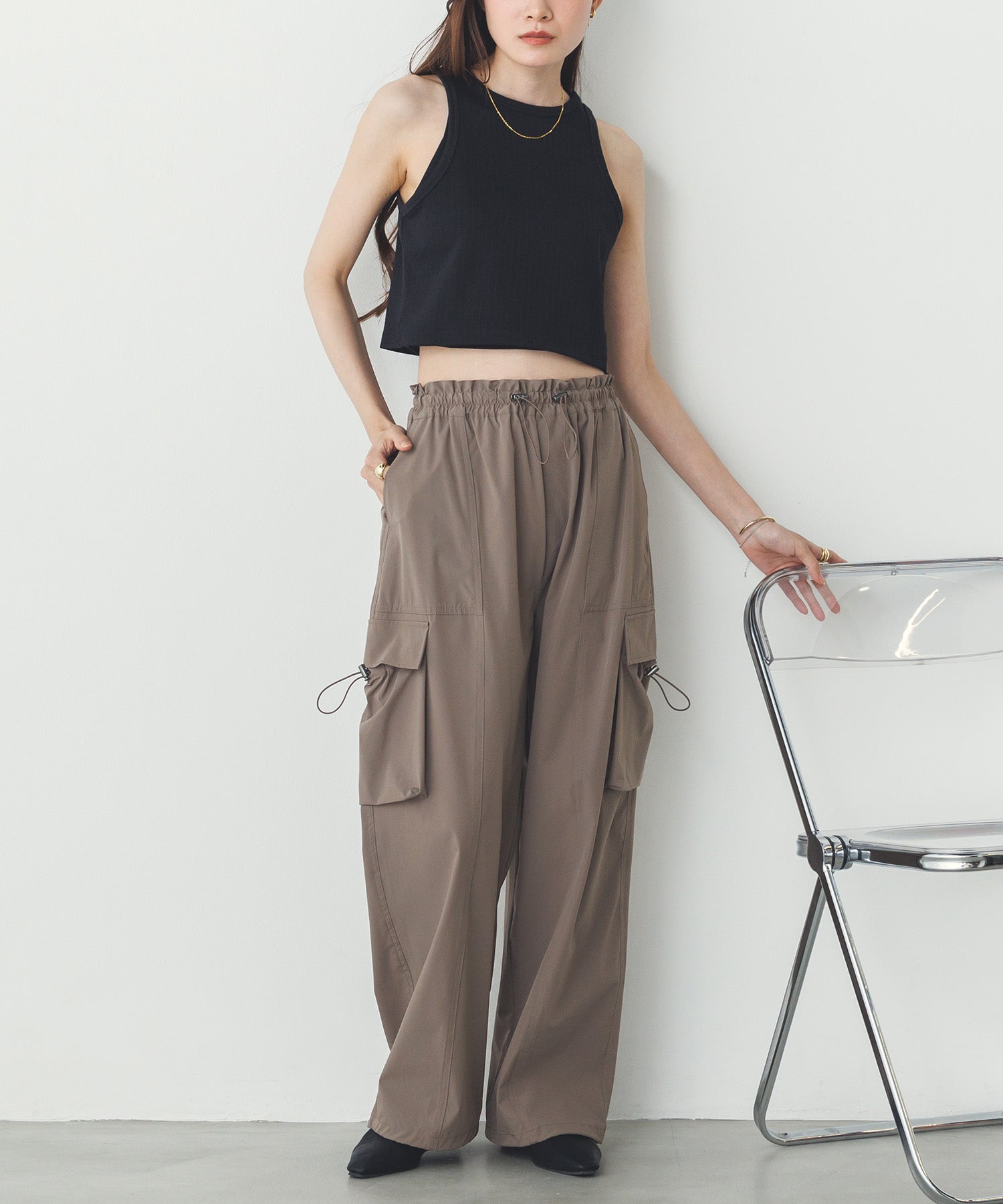 2枚重ね リブタンクトップ