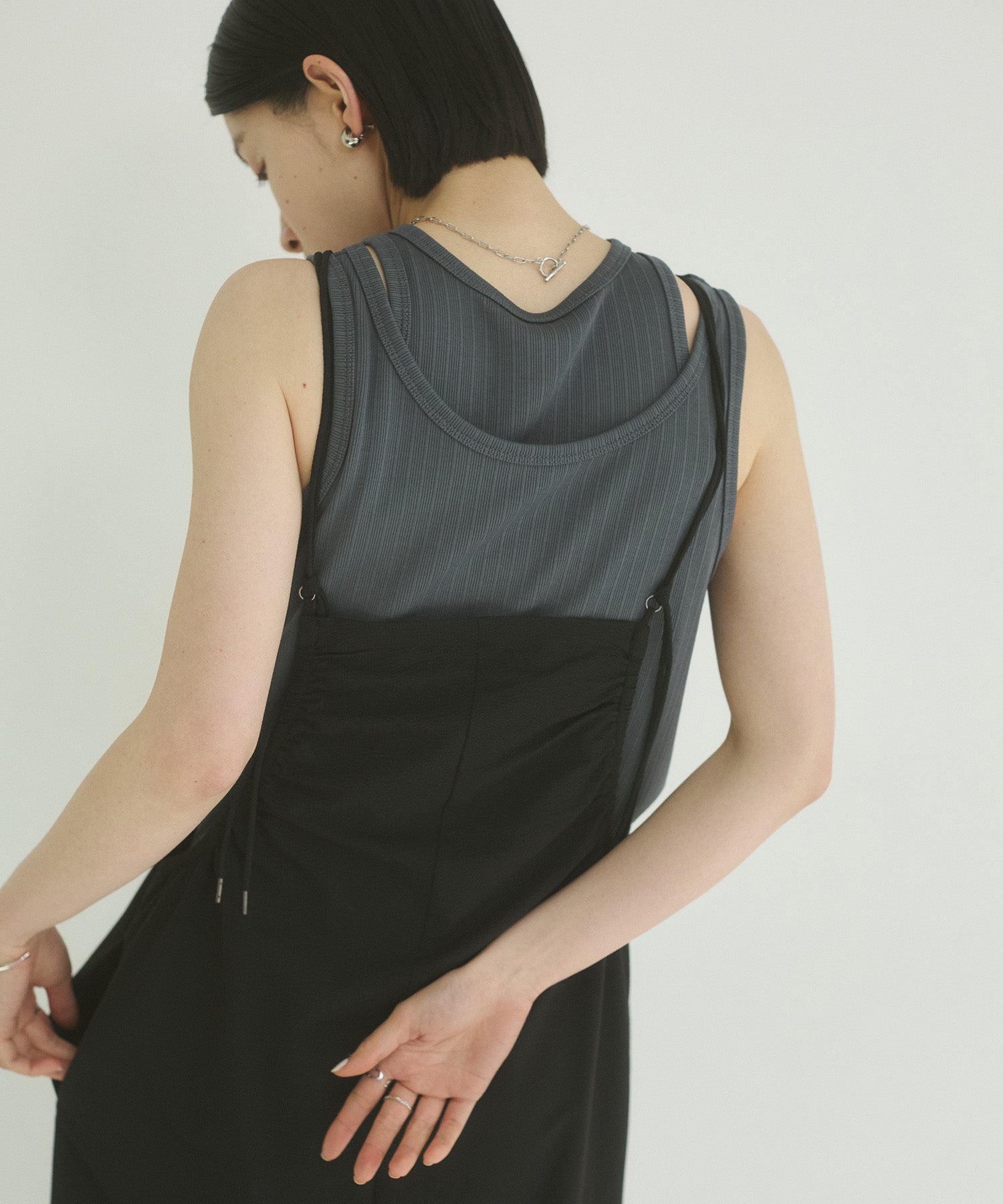 2枚重ね リブタンクトップ