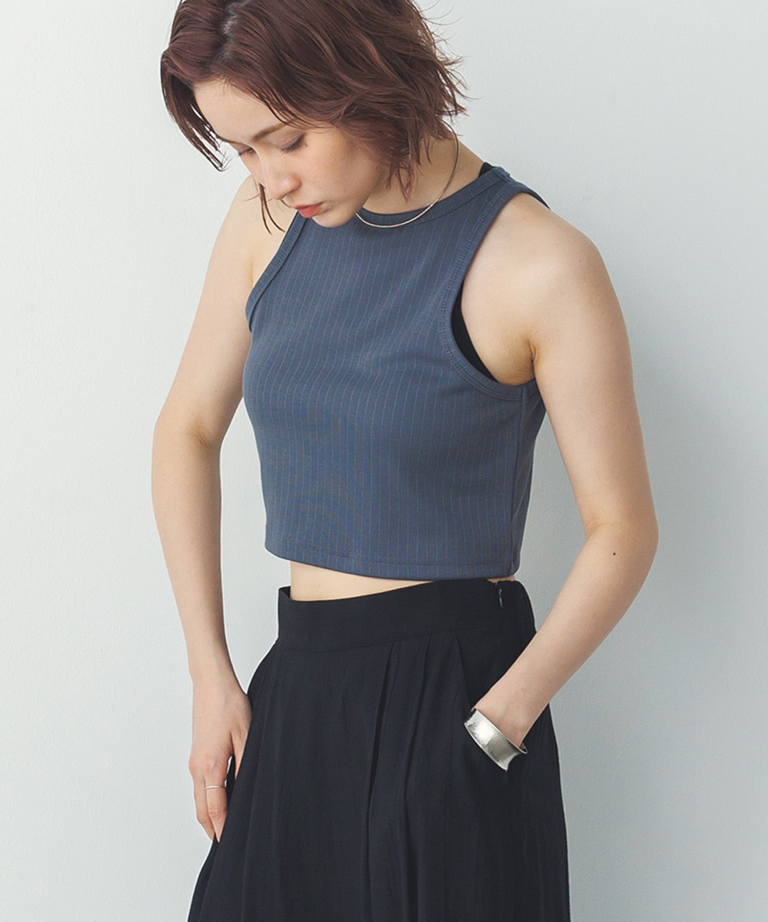 2枚重ね リブタンクトップ