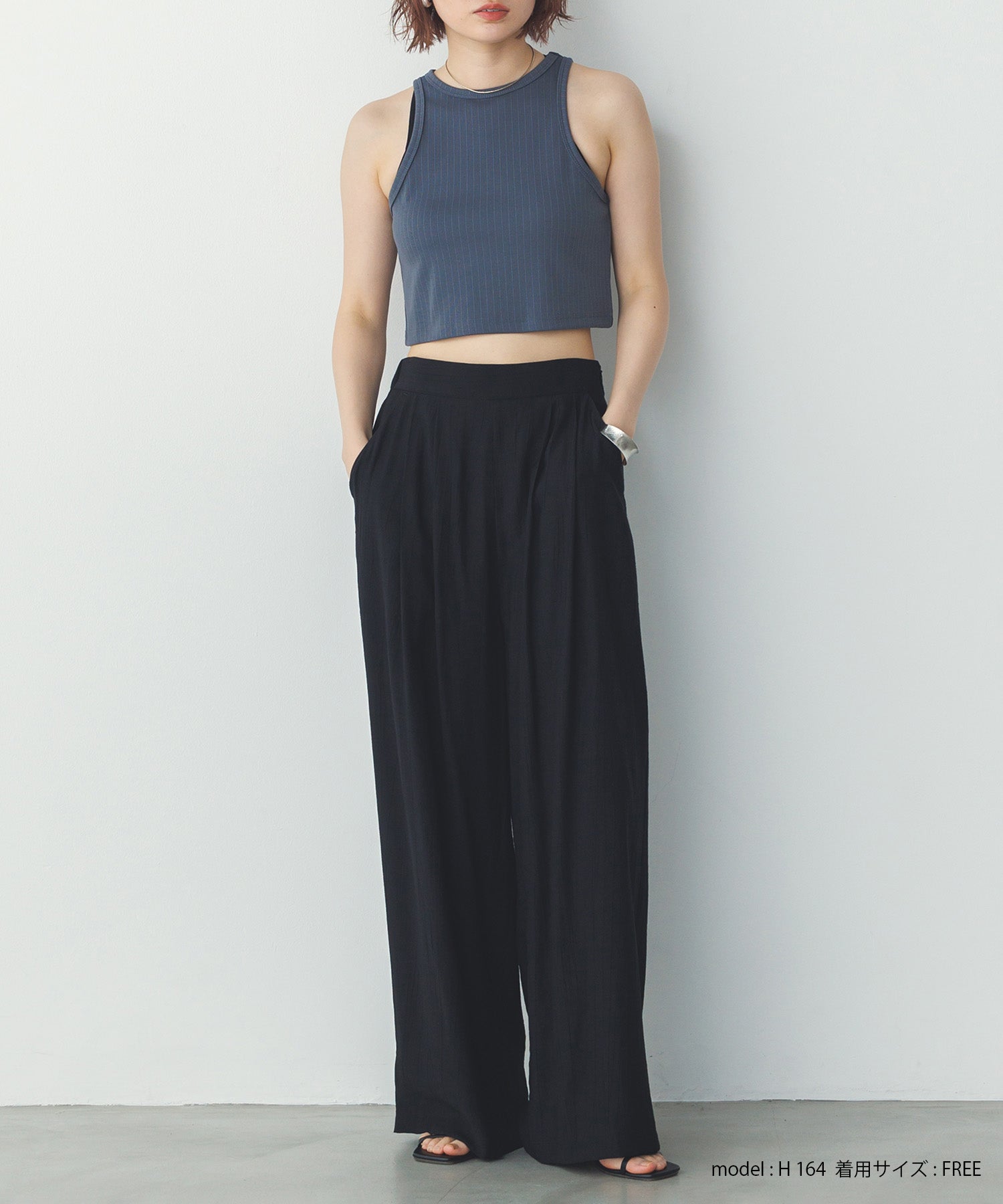 2枚重ね リブタンクトップ