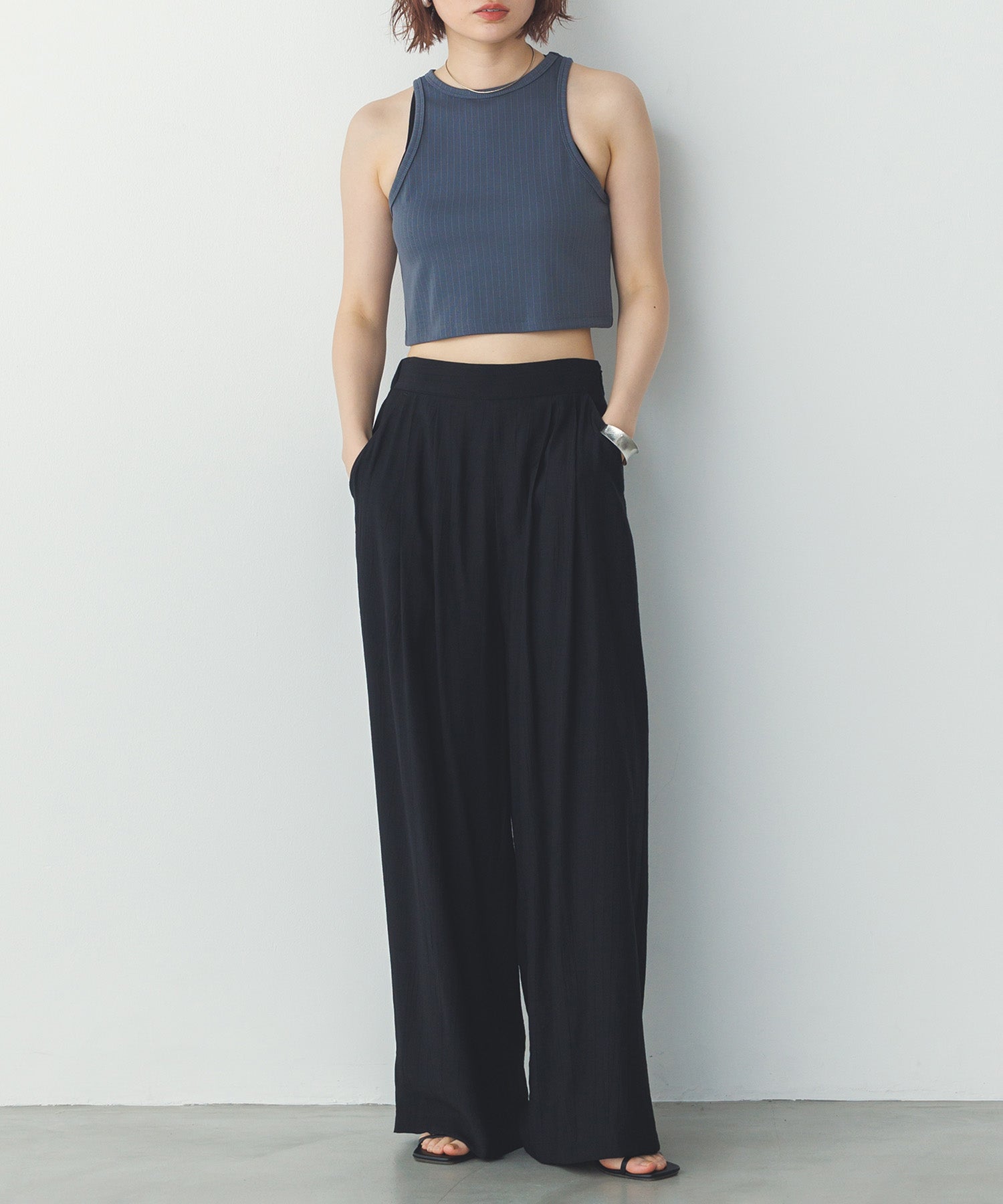 2枚重ね リブタンクトップ