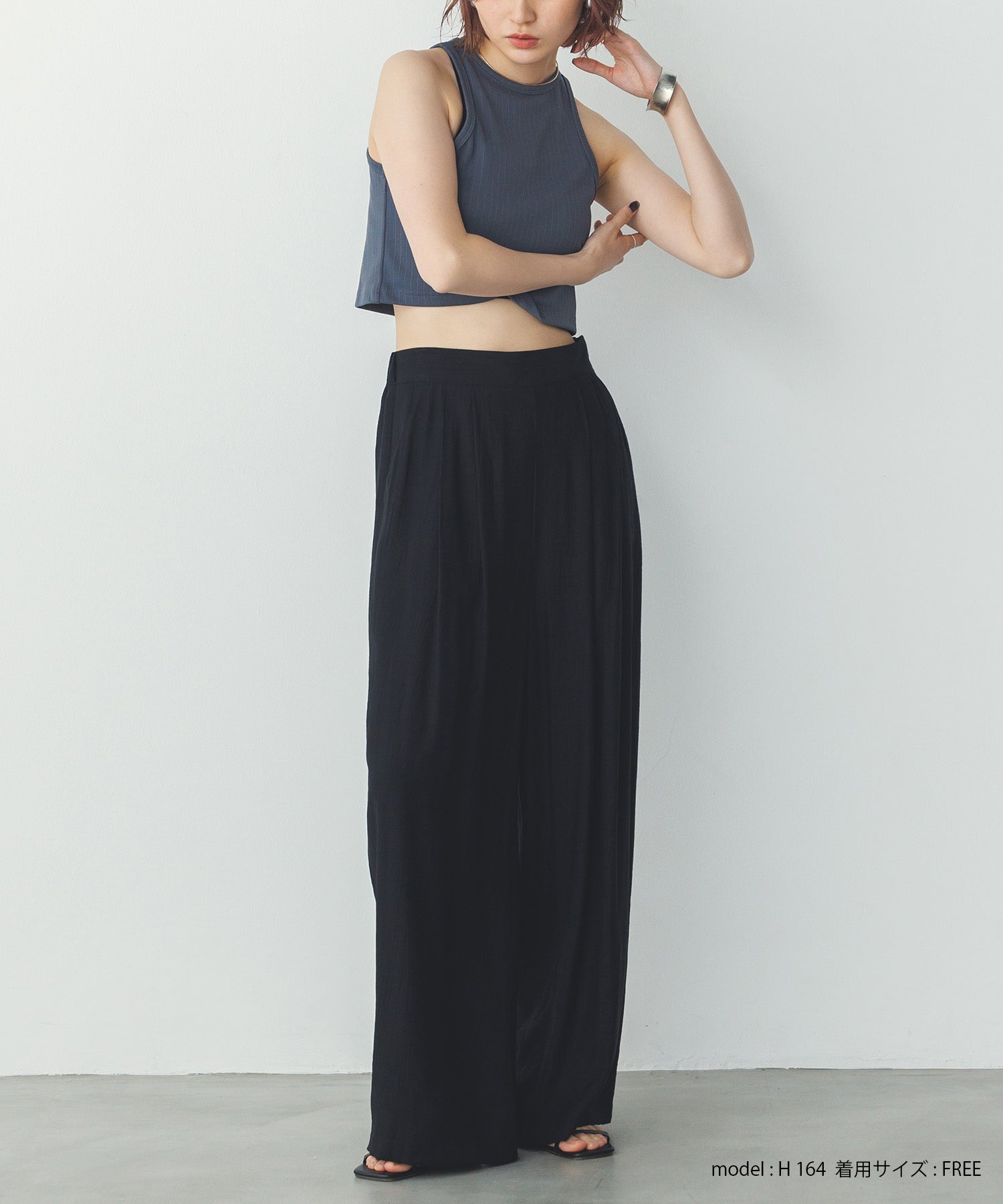 2枚重ね リブタンクトップ