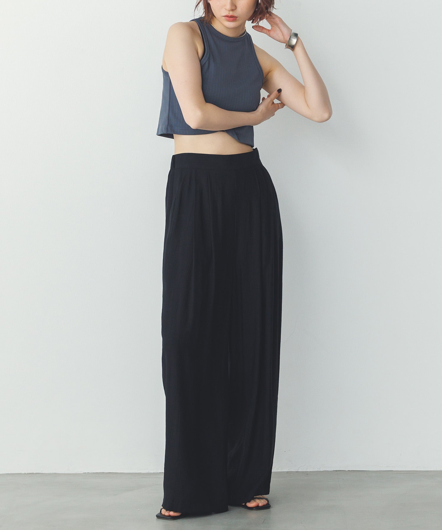 2枚重ね リブタンクトップ