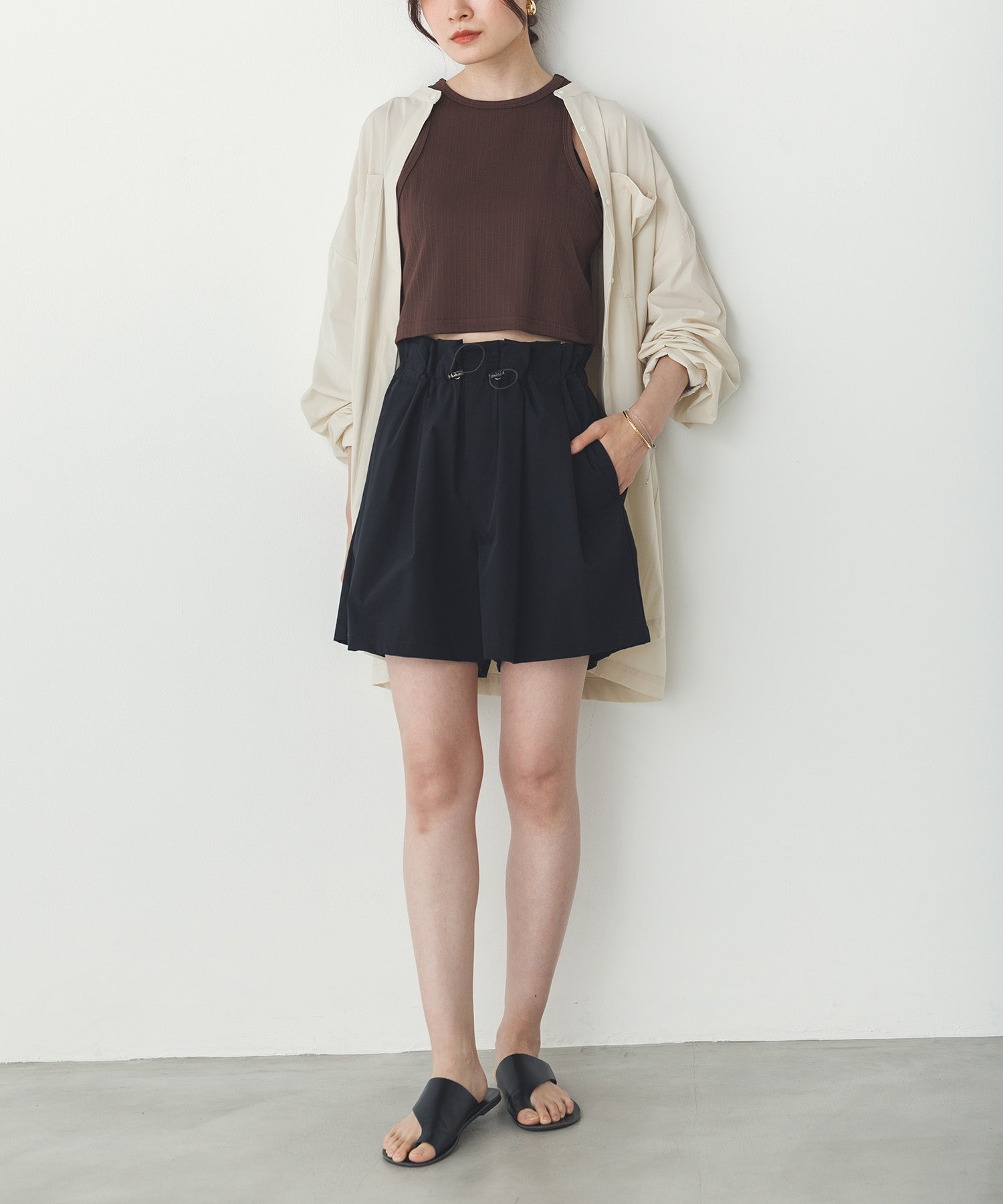 2枚重ね リブタンクトップ