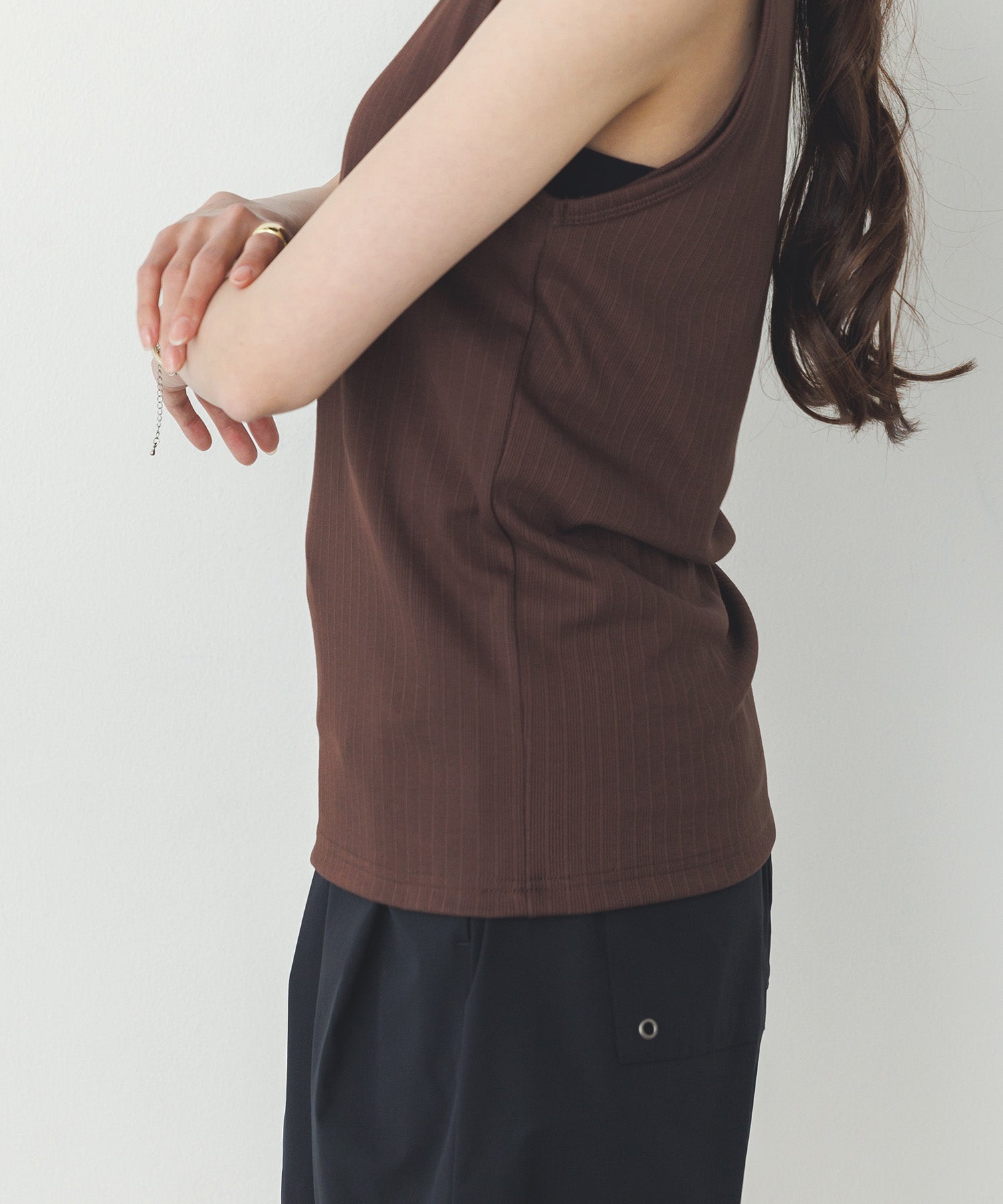 2枚重ね リブタンクトップ