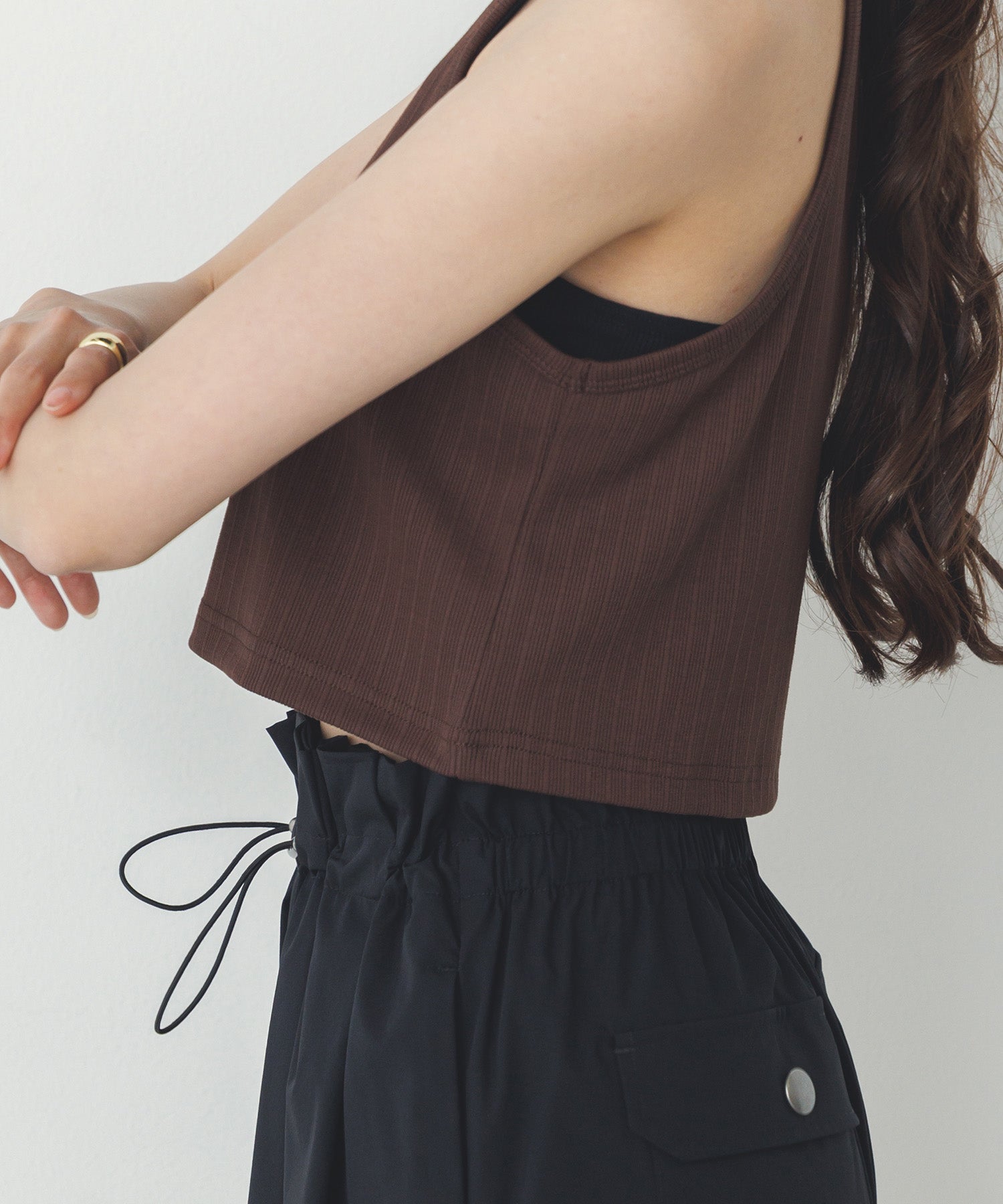 2枚重ね リブタンクトップ