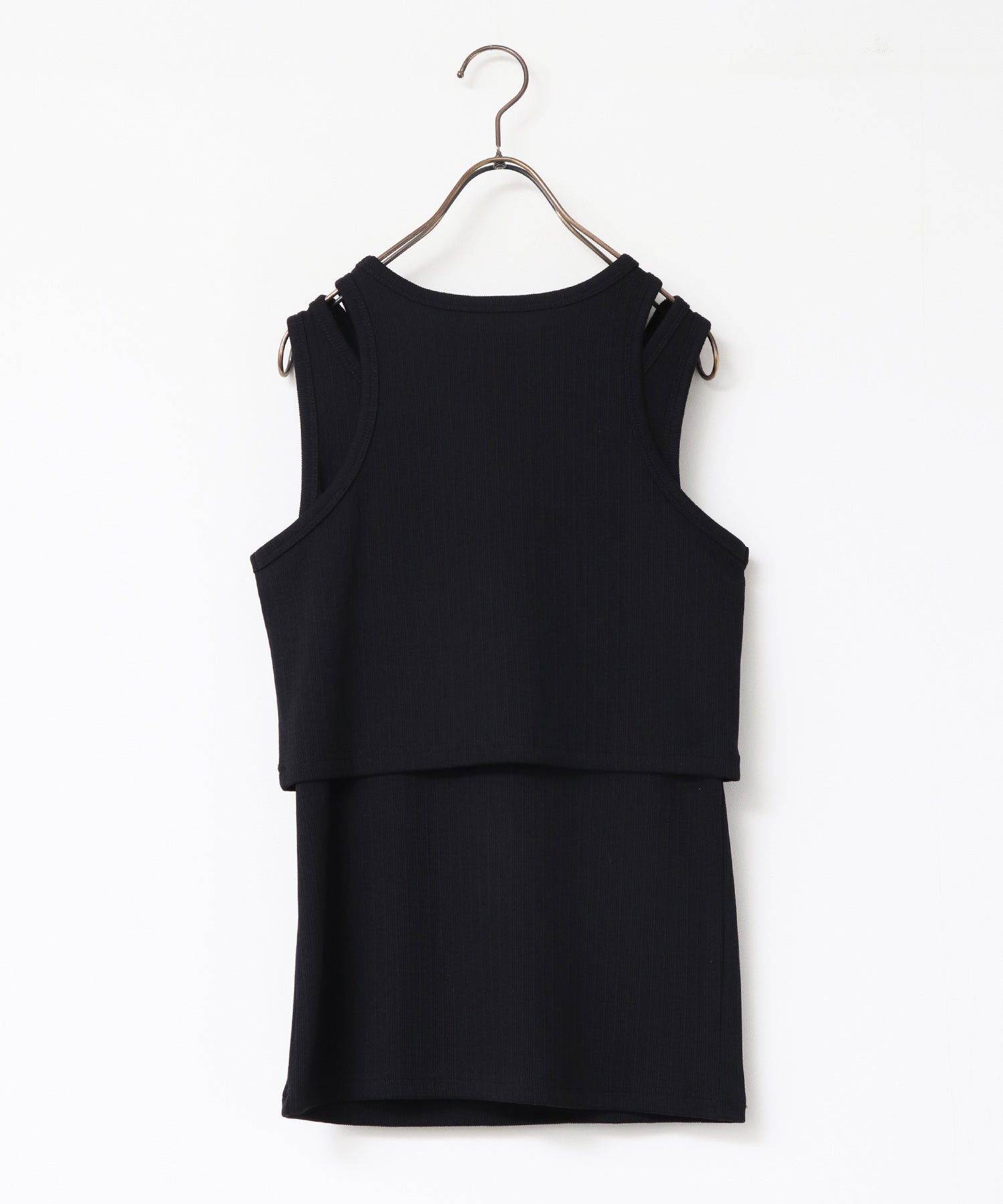 2枚重ね リブタンクトップ