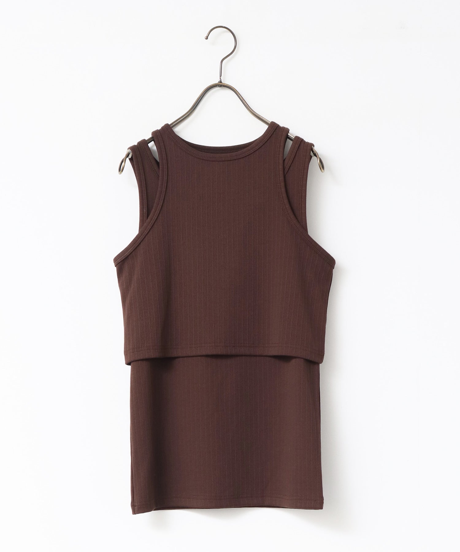 2枚重ね リブタンクトップ