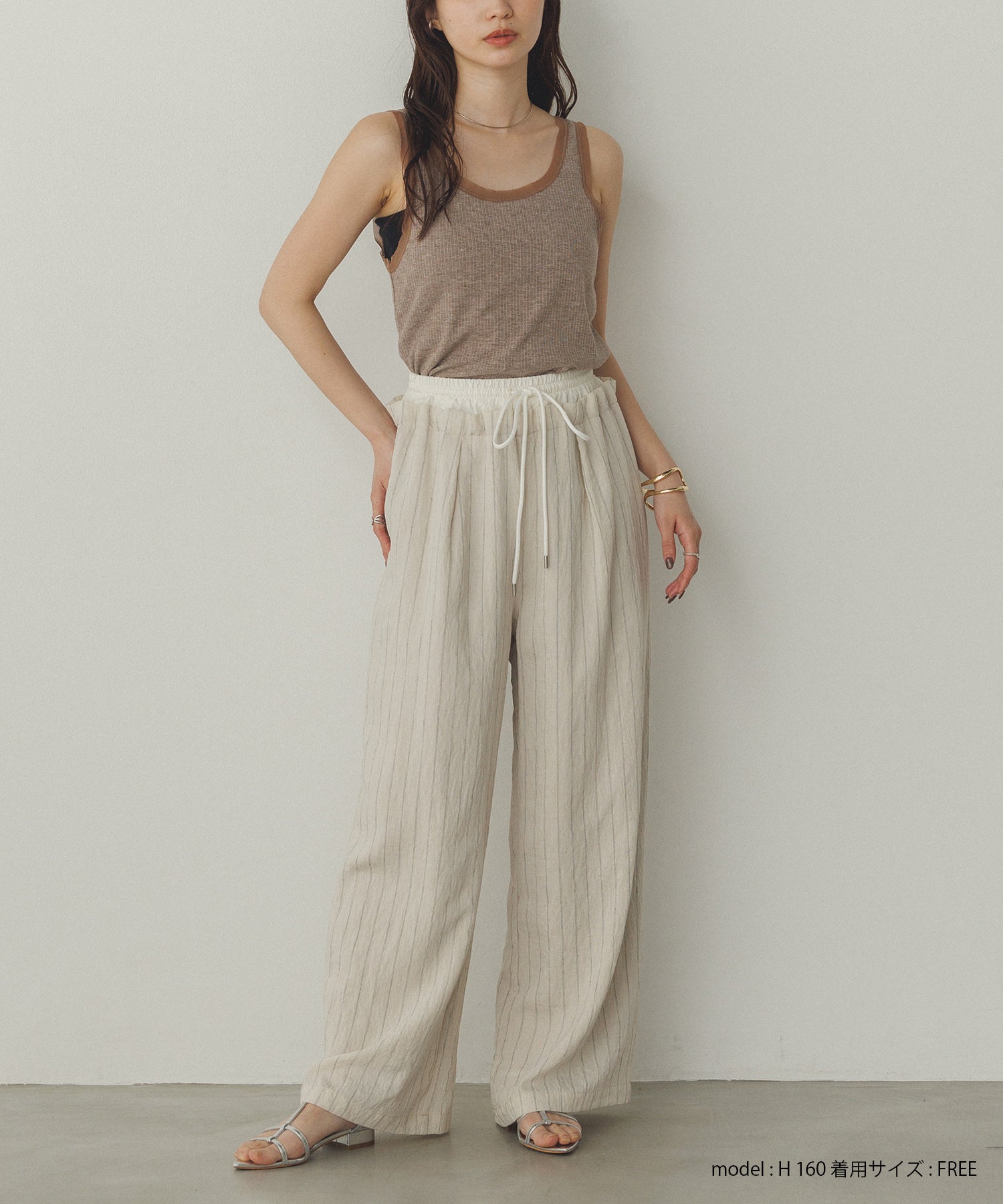 前後2WAY リブチュールタンクトップ