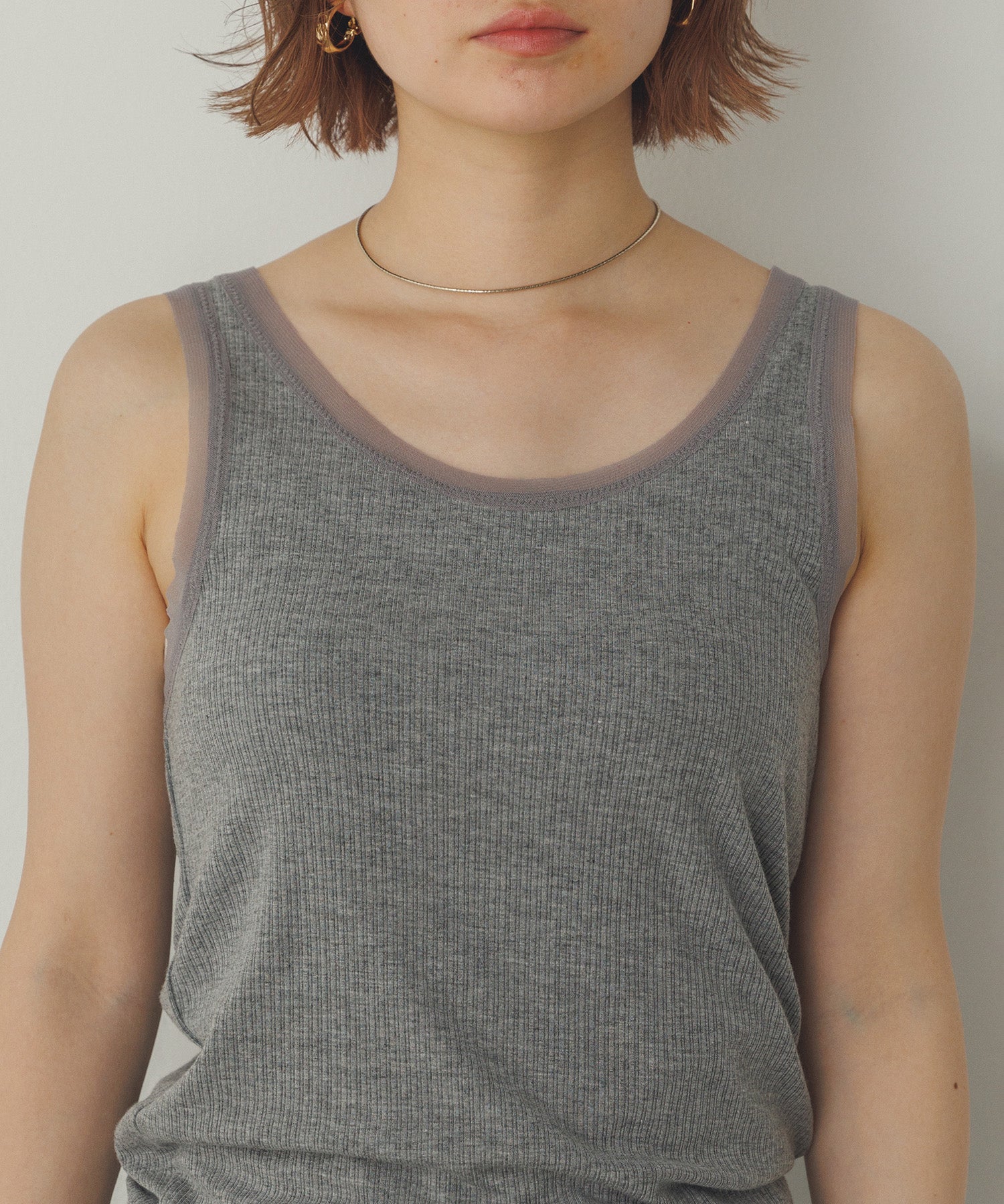 前後2WAY リブチュールタンクトップ