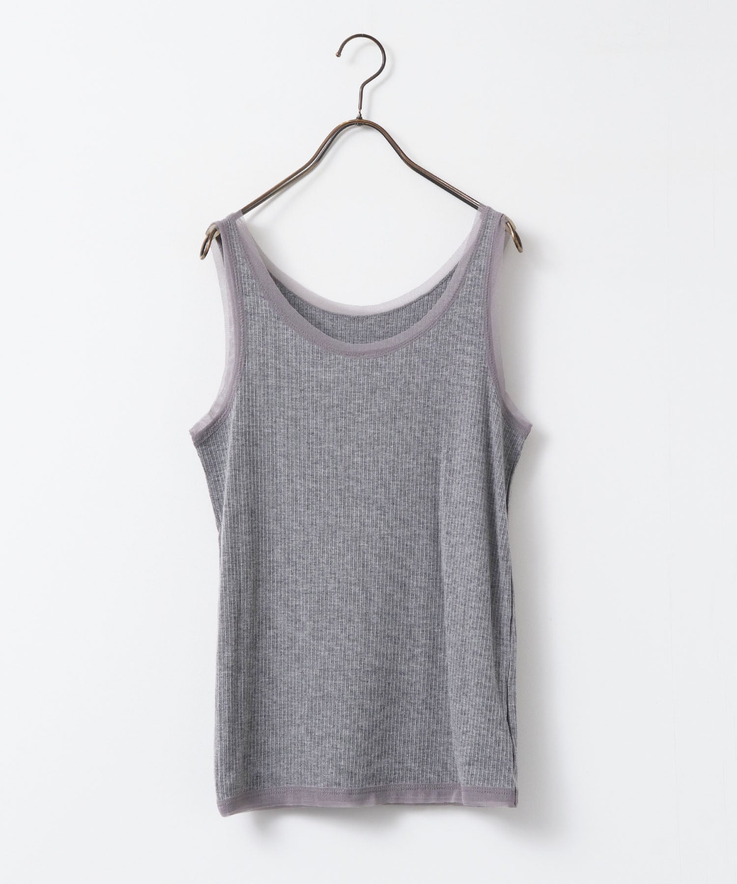 前後2WAY リブチュールタンクトップ