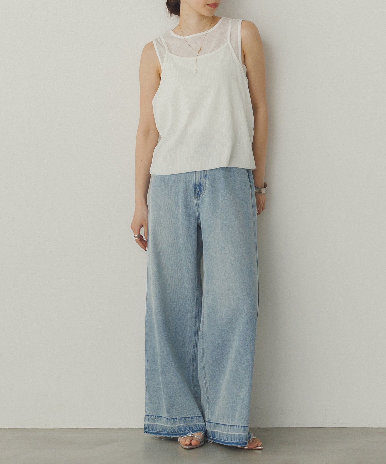 ランダムリブ シアータンクトップ