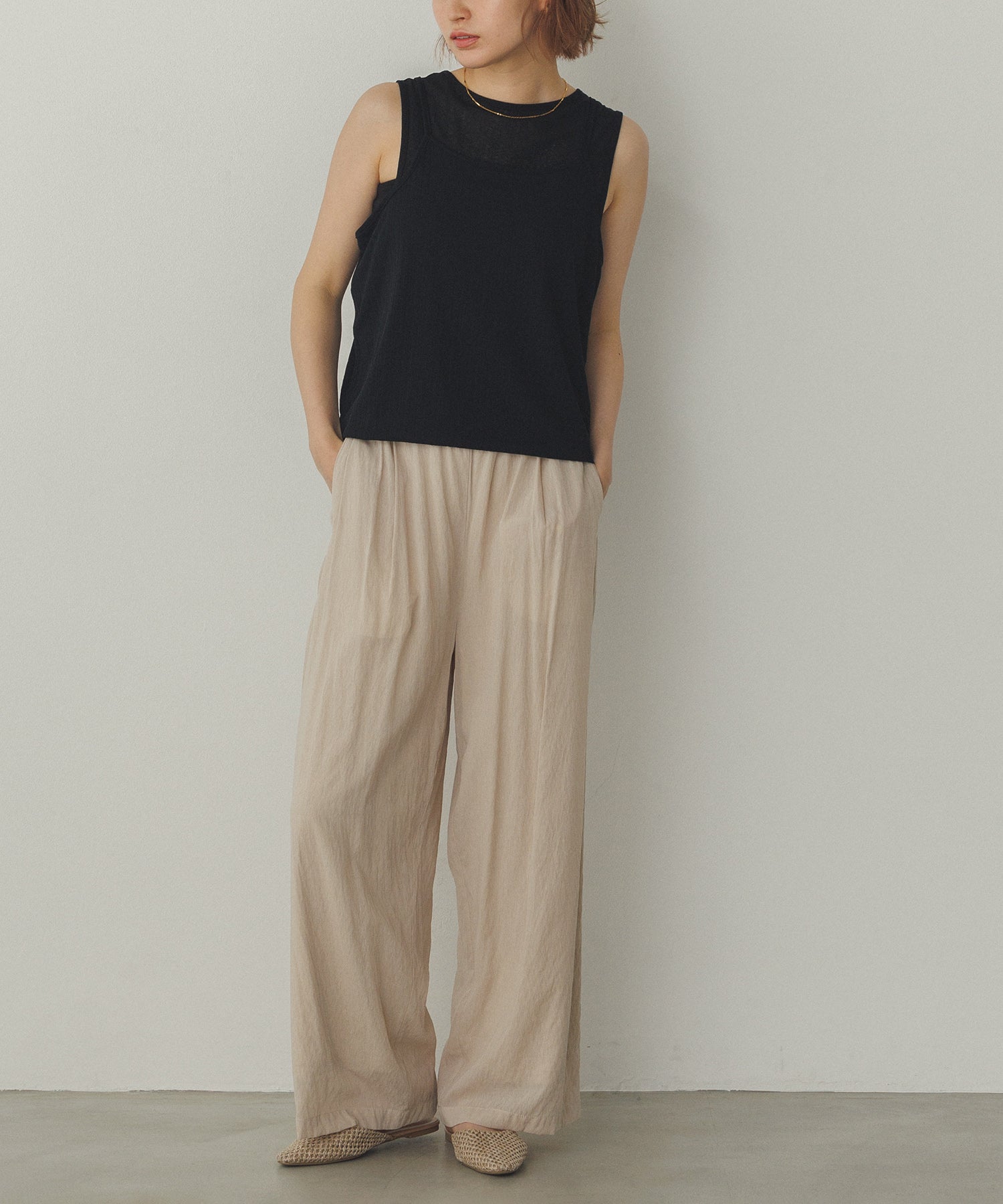 ランダムリブ シアータンクトップ