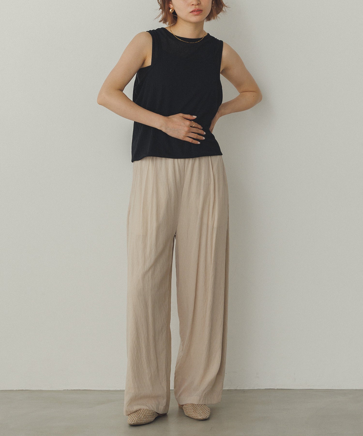 ランダムリブ シアータンクトップ