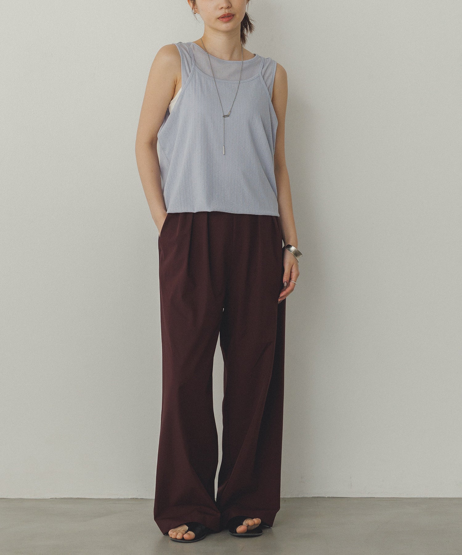 ランダムリブ シアータンクトップ