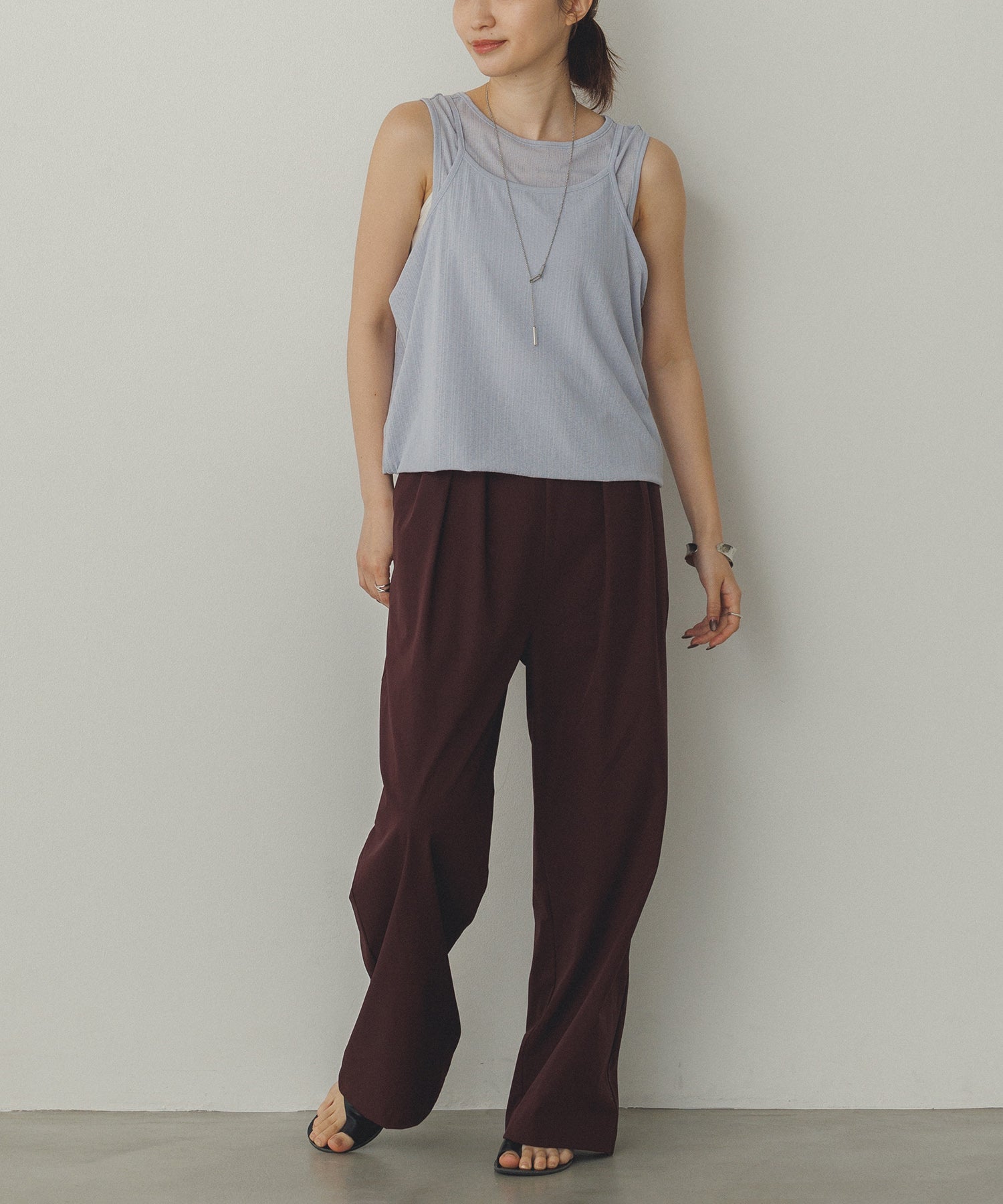 ランダムリブ シアータンクトップ