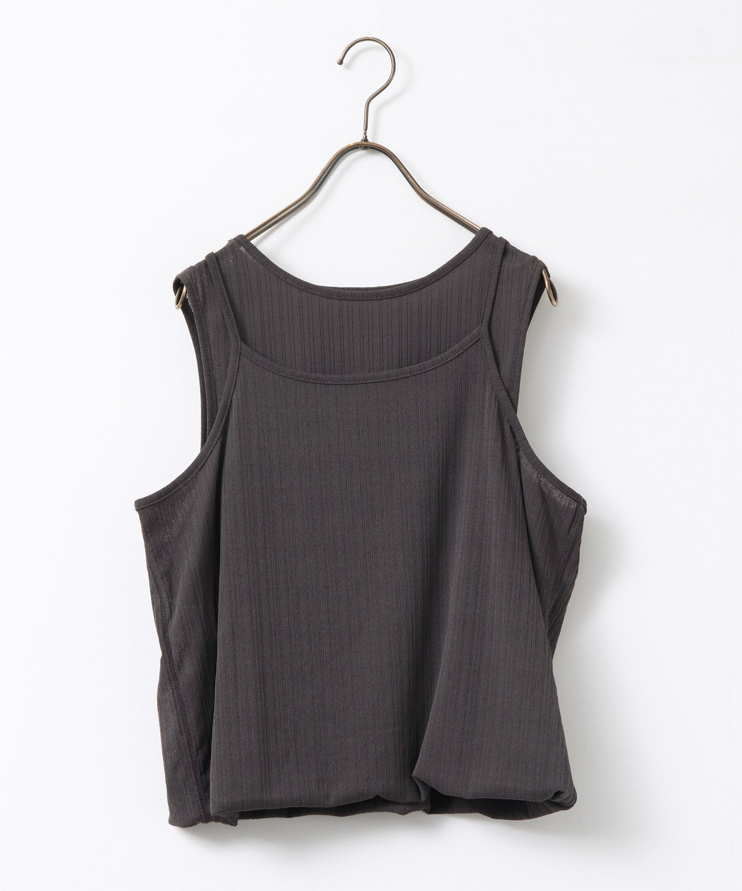 ランダムリブ シアータンクトップ