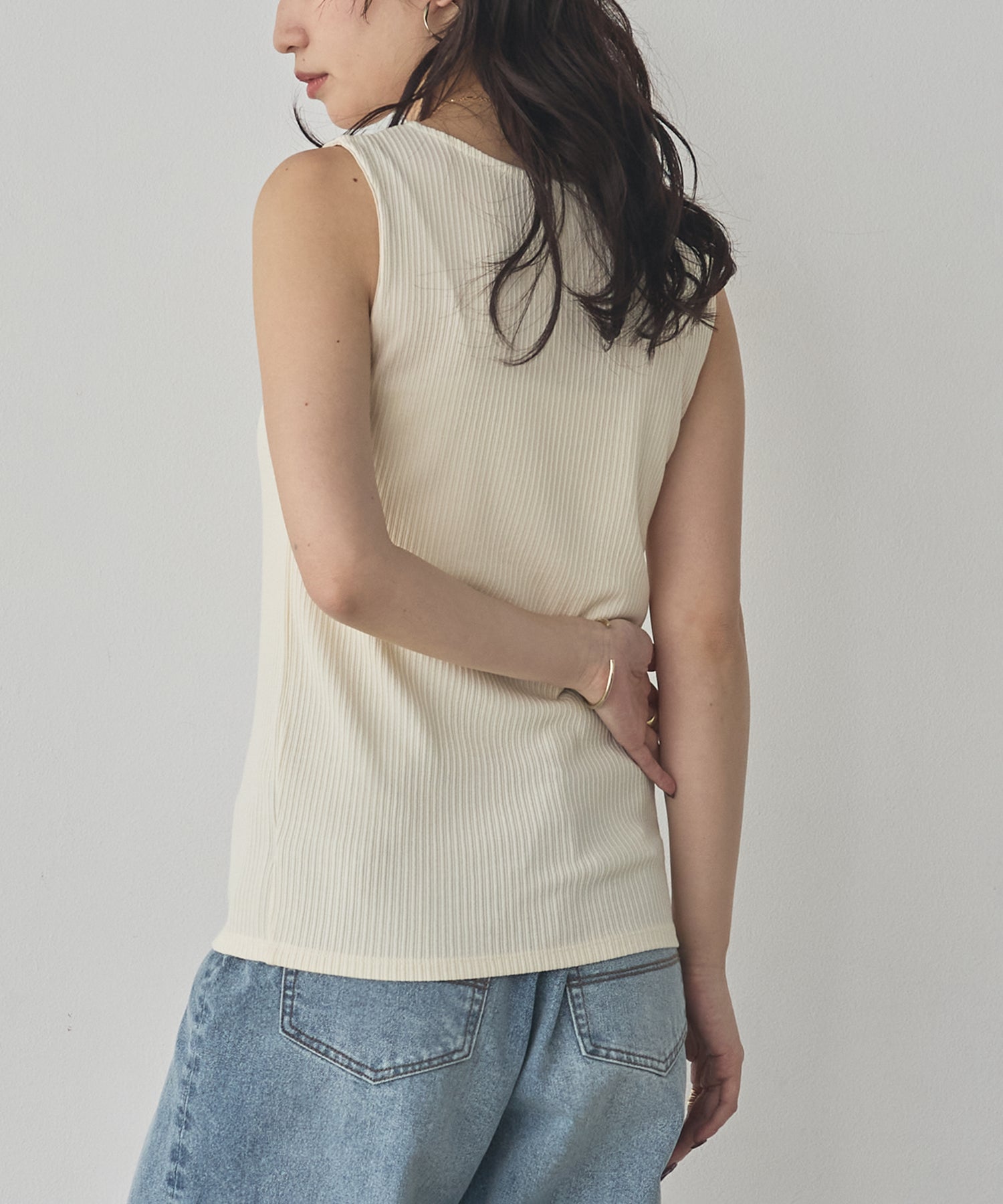RANDOM RIB TULLE TANK TOP